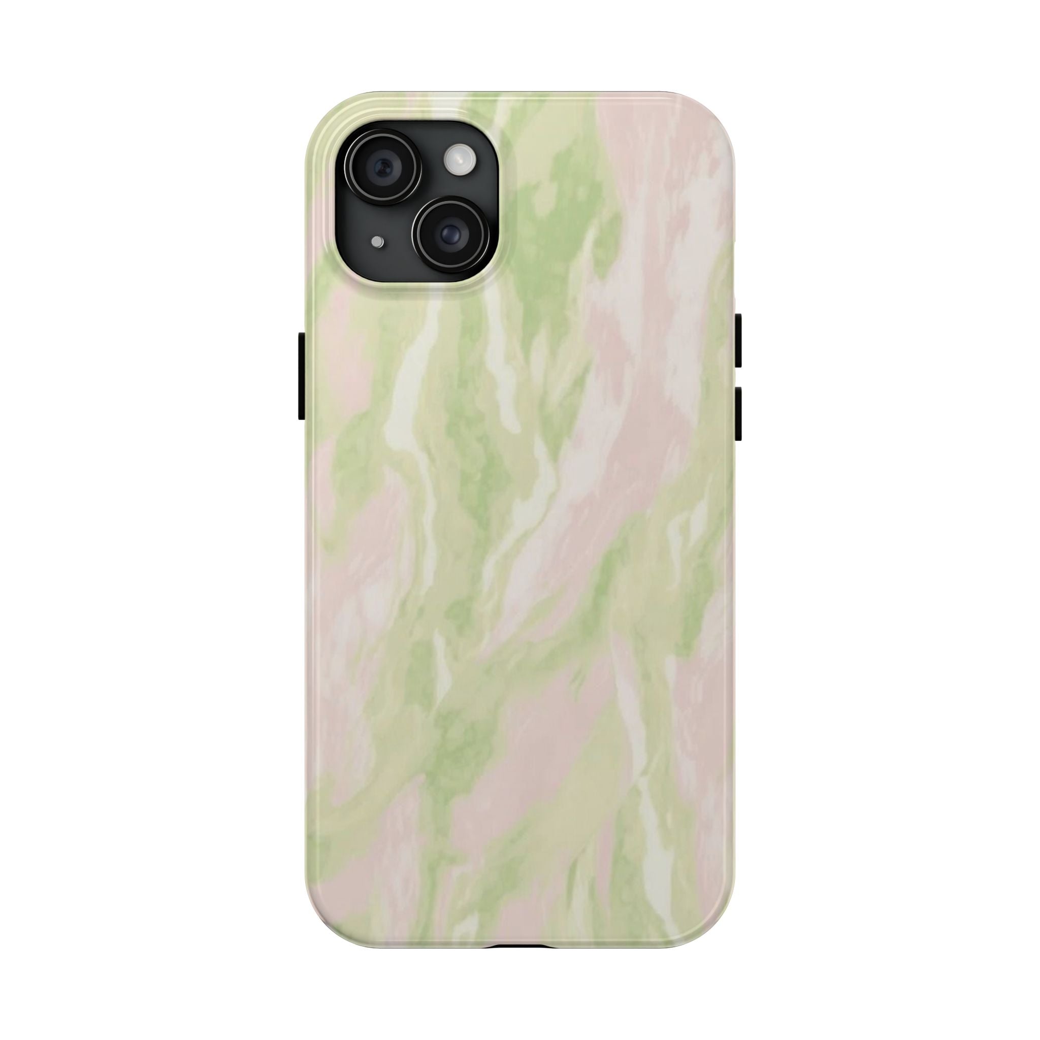 Pastel Marble Tough Phone Case — Pink & Sage Protective Phone Cover