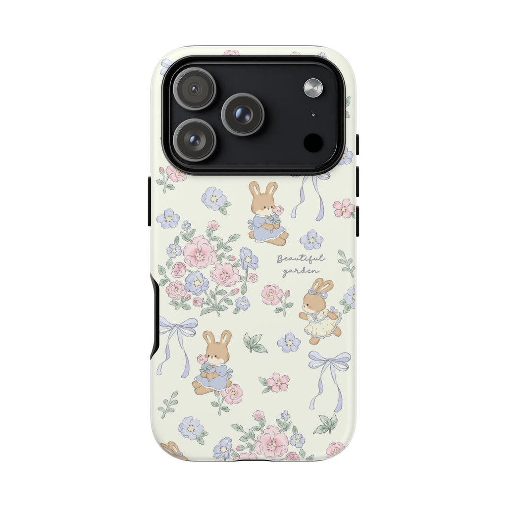 Floral Bunny Phone Case — "Beautiful Garden" Protective iPhone Cover