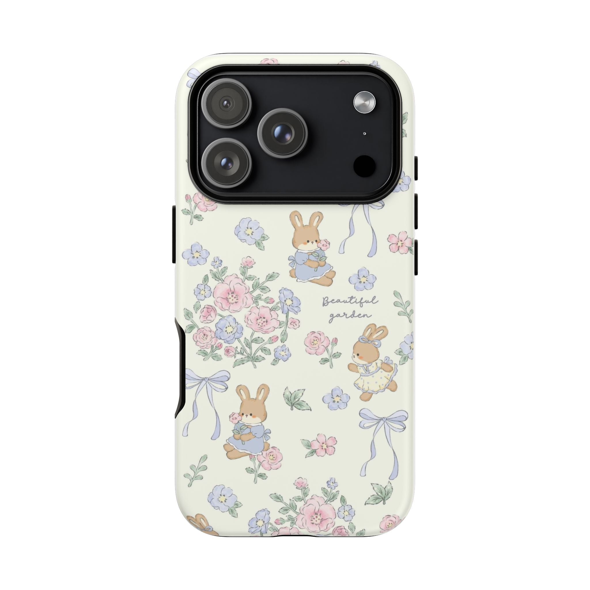 Floral Bunny Phone Case — "Beautiful Garden" Protective iPhone Cover