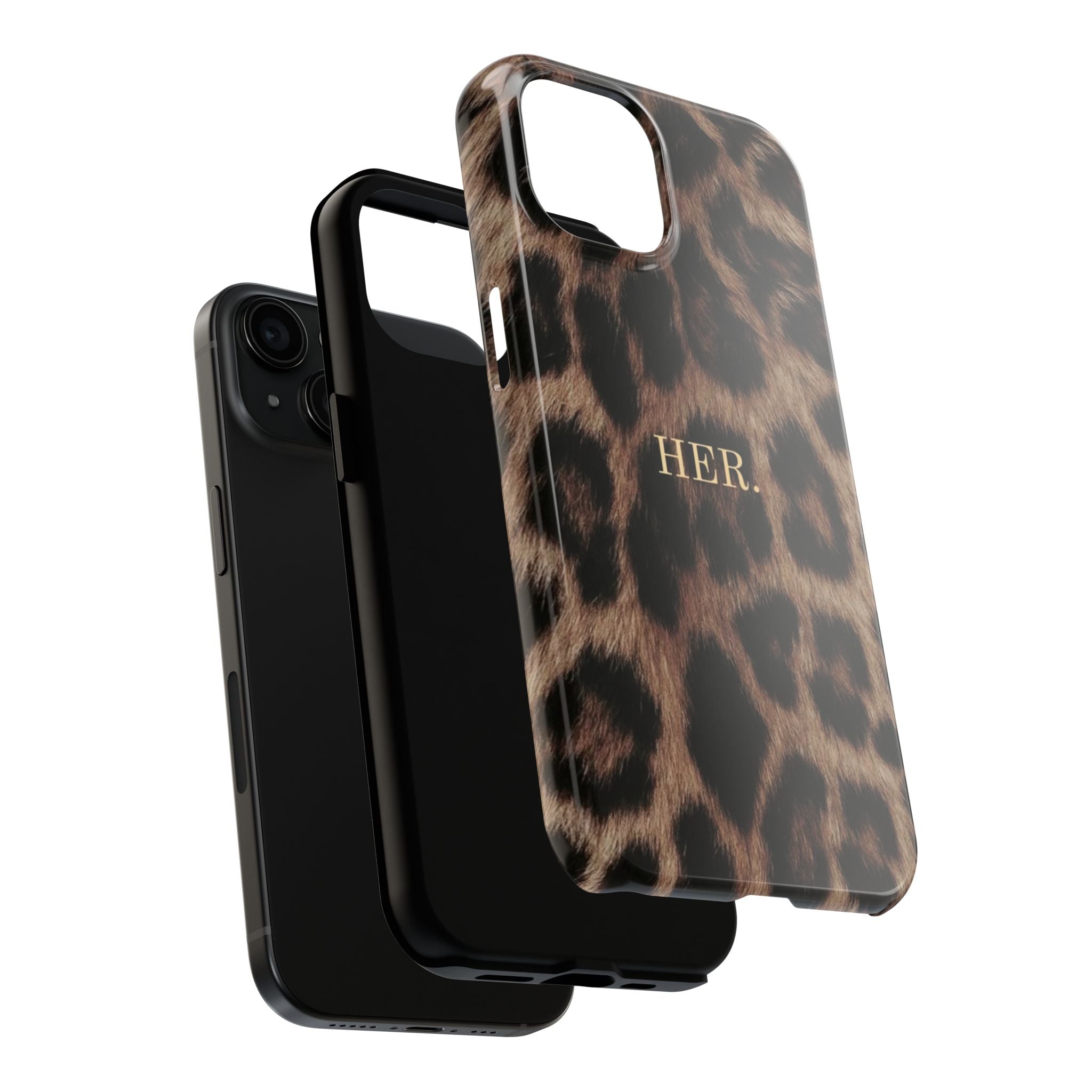 Leopard Print 'HER.' Tough Phone Case — Stylish Protective iPhone Cover