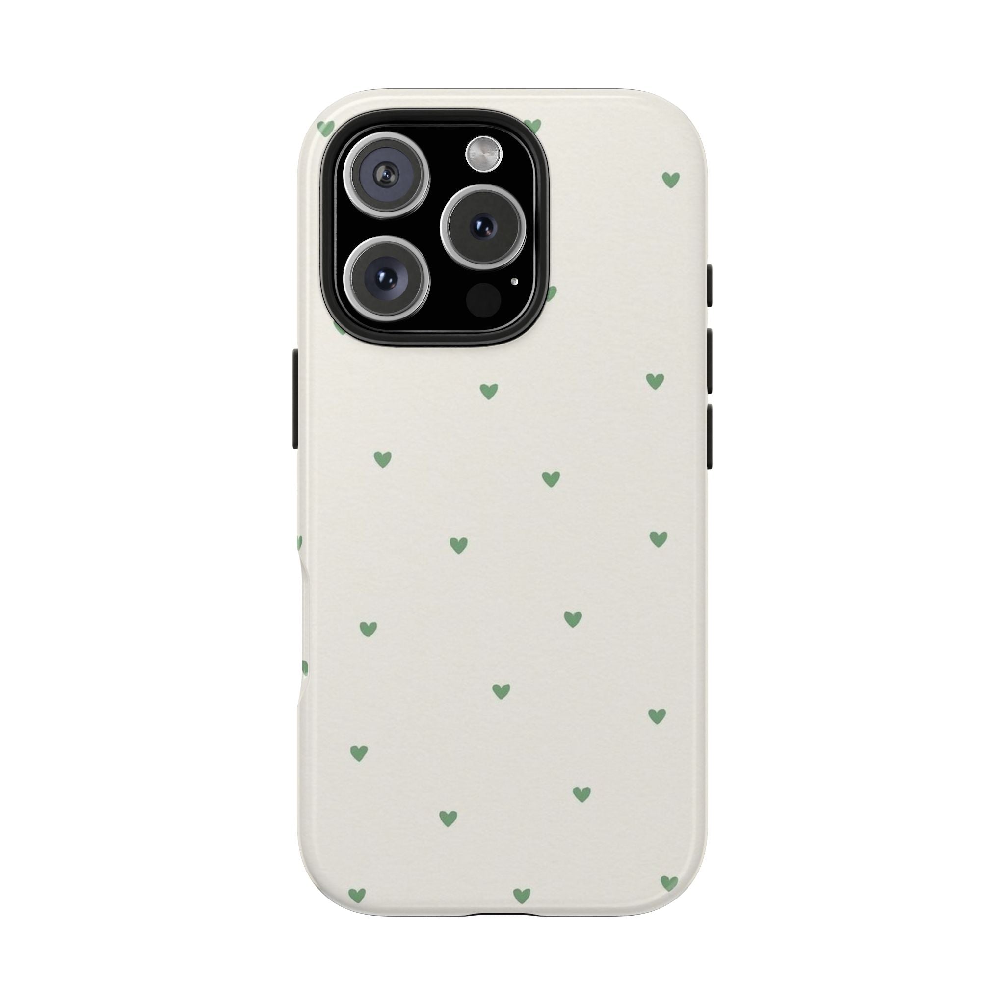 Minimal Green Heart Tough Phone Case — Protective Cute Patterned iPhone Case