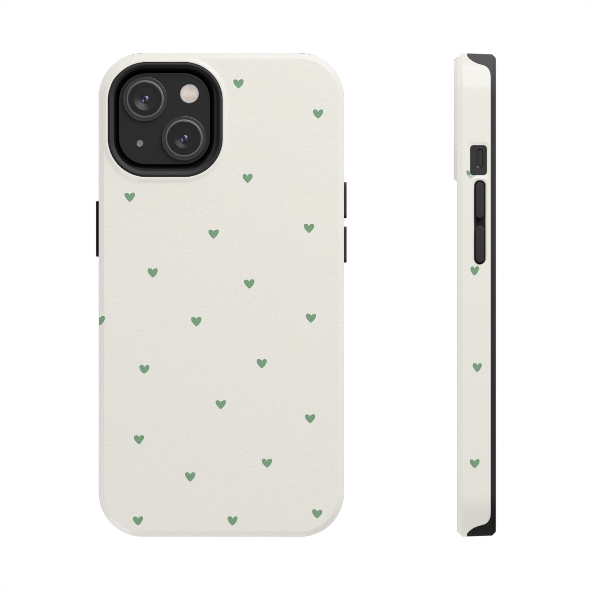 Minimal Green Heart Tough Phone Case — Protective Cute Patterned iPhone Case