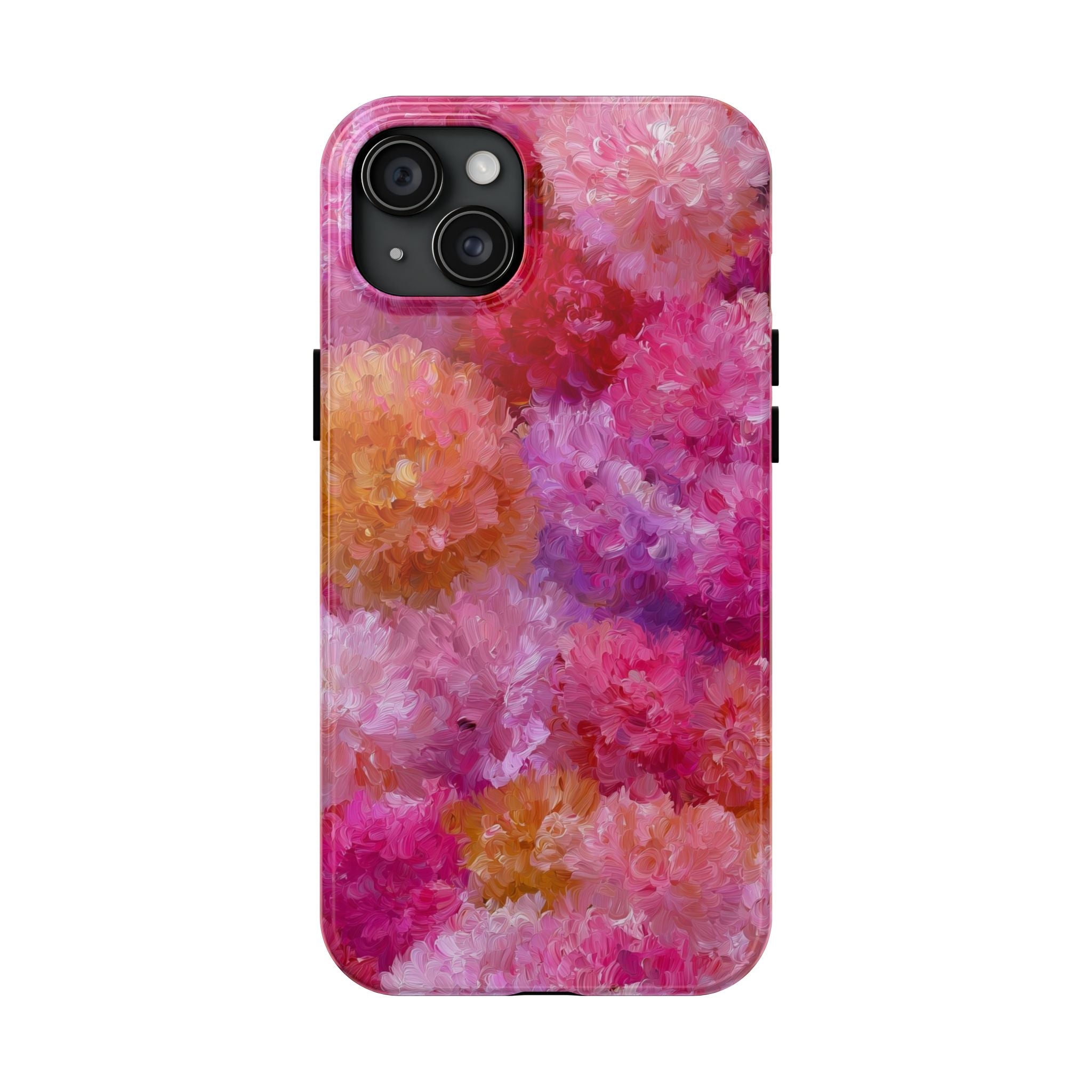 Floral Burst Tough Phone Case — Pink Watercolor Peony Protective Cover
