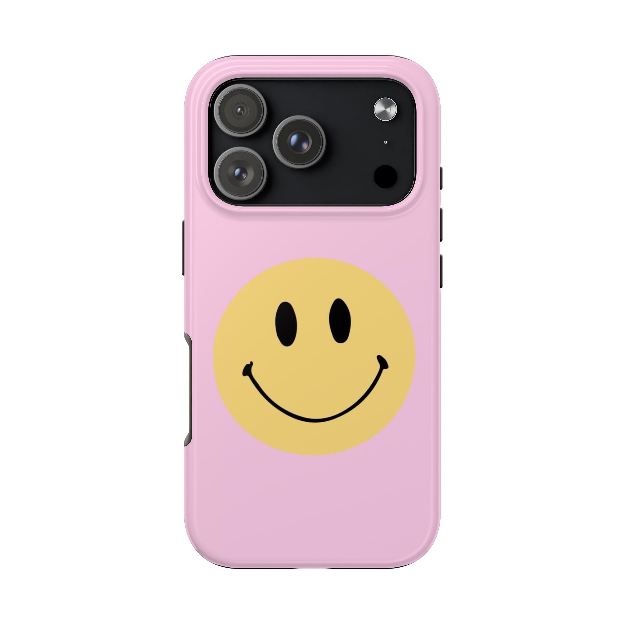 Smiley Pink Tough Phone Case — Cute Retro Happy Face Protective Cover