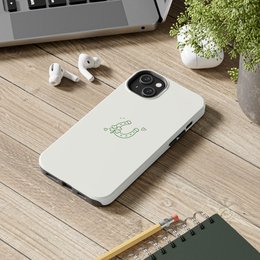 Lucky Clover Horseshoe Tough Phone Case — Minimal St. Patrick’s Day Protection