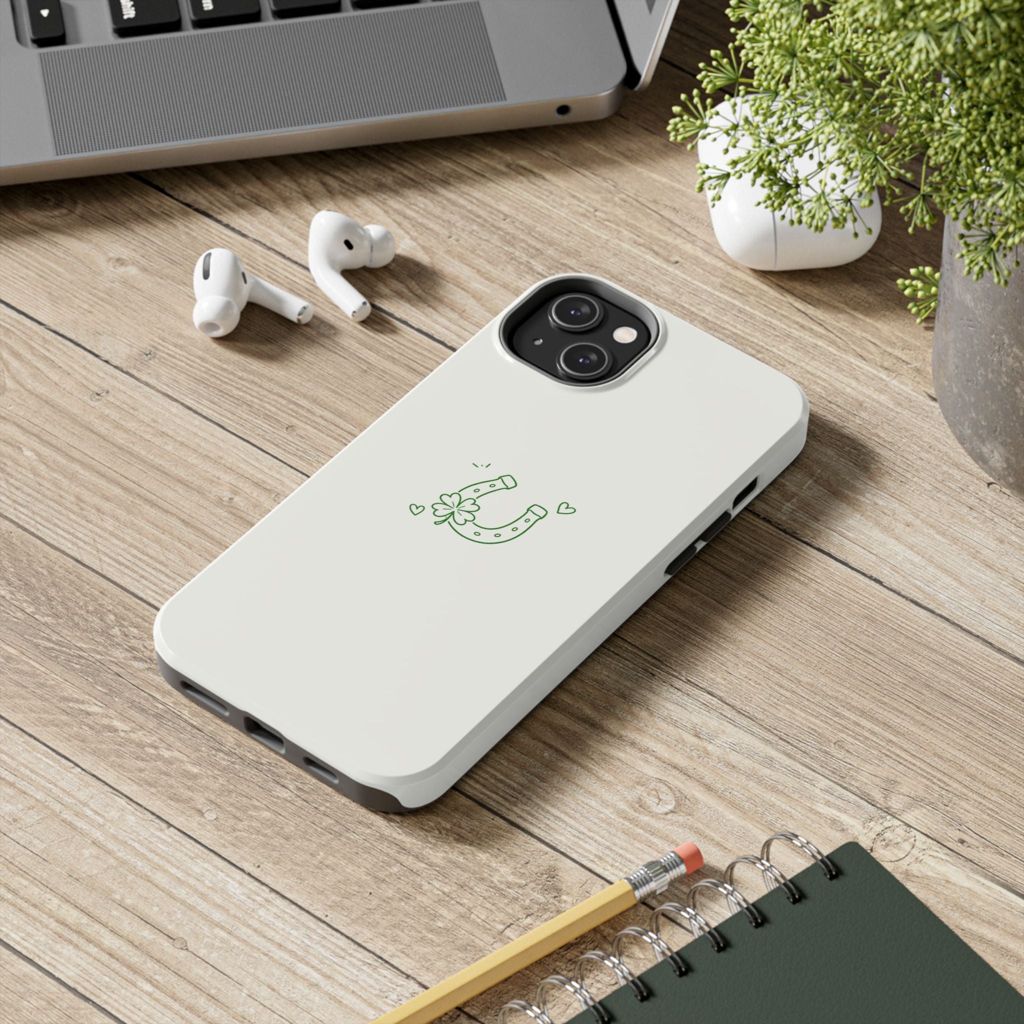 Lucky Clover Horseshoe Tough Phone Case — Minimal St. Patrick’s Day Protection