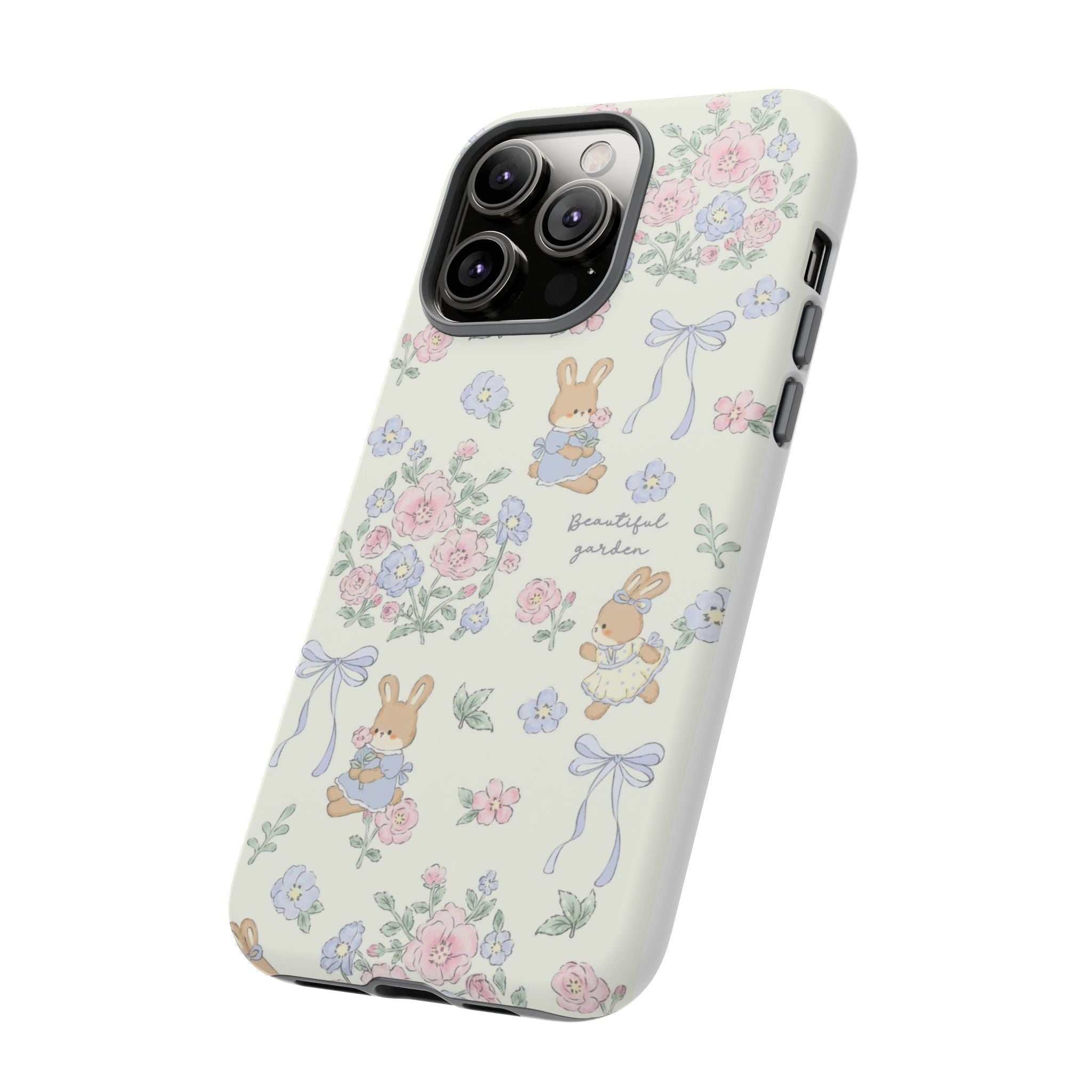 Floral Bunny Phone Case — "Beautiful Garden" Protective iPhone Cover