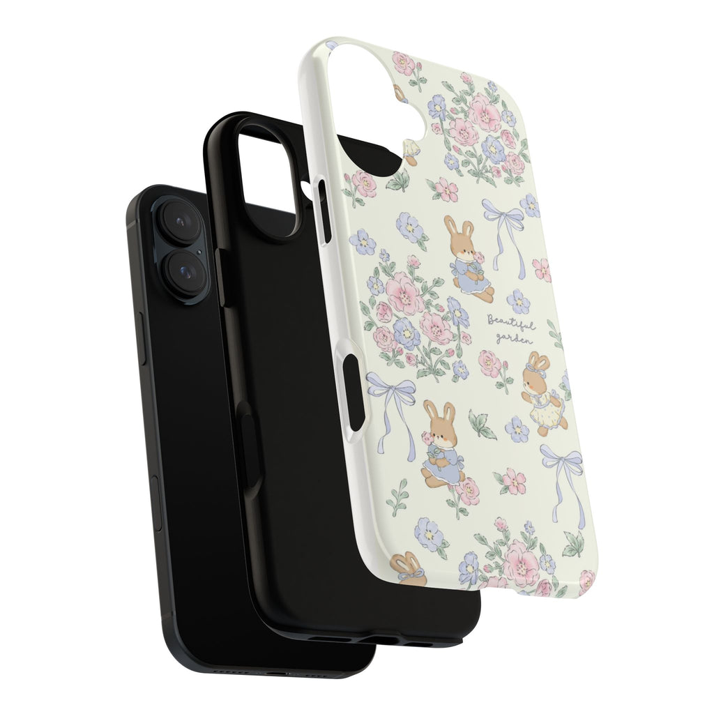 Floral Bunny Phone Case — "Beautiful Garden" Protective iPhone Cover