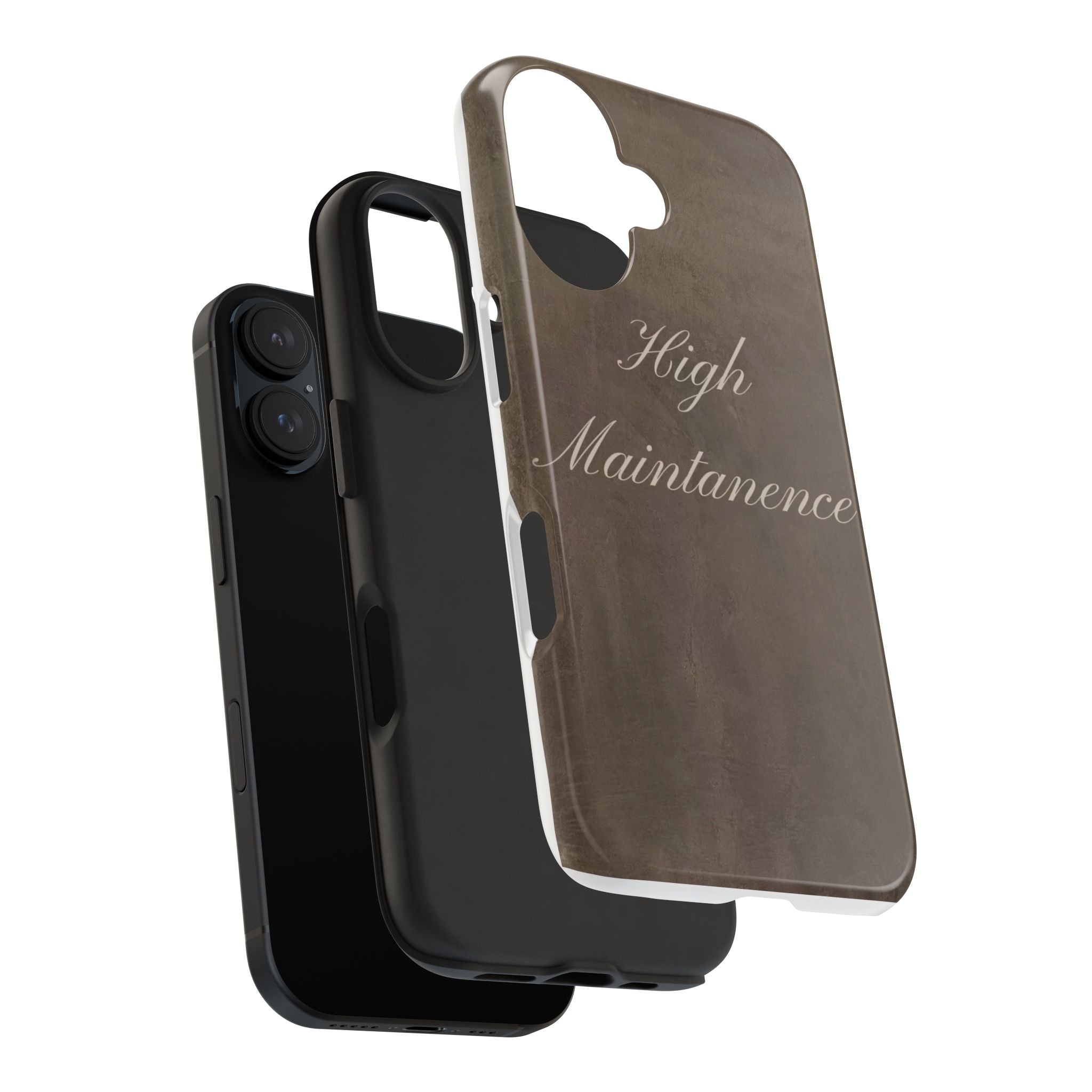 High Maintenance Tough Phone Case — Brown Vintage Script Protective Cover