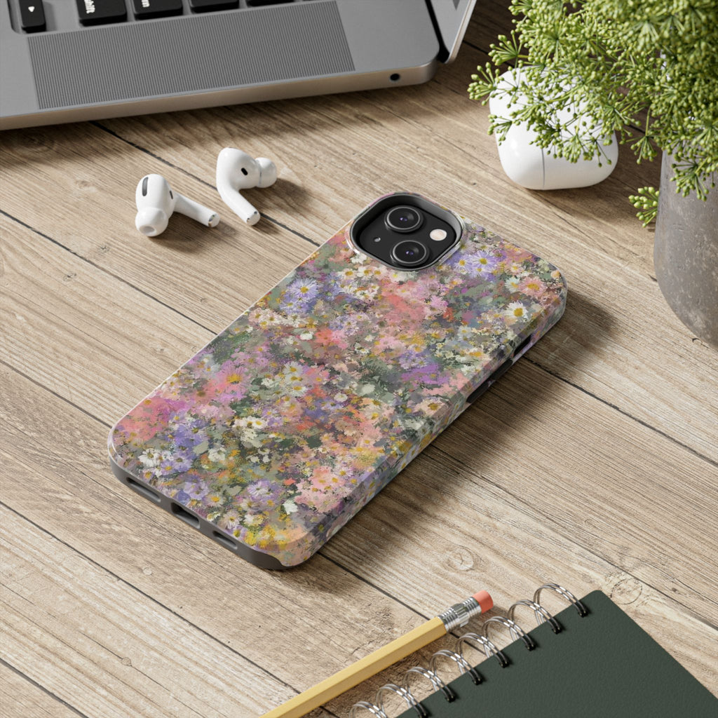 Floral Impression Tough Phone Case — Pastel Meadow Protective Cover