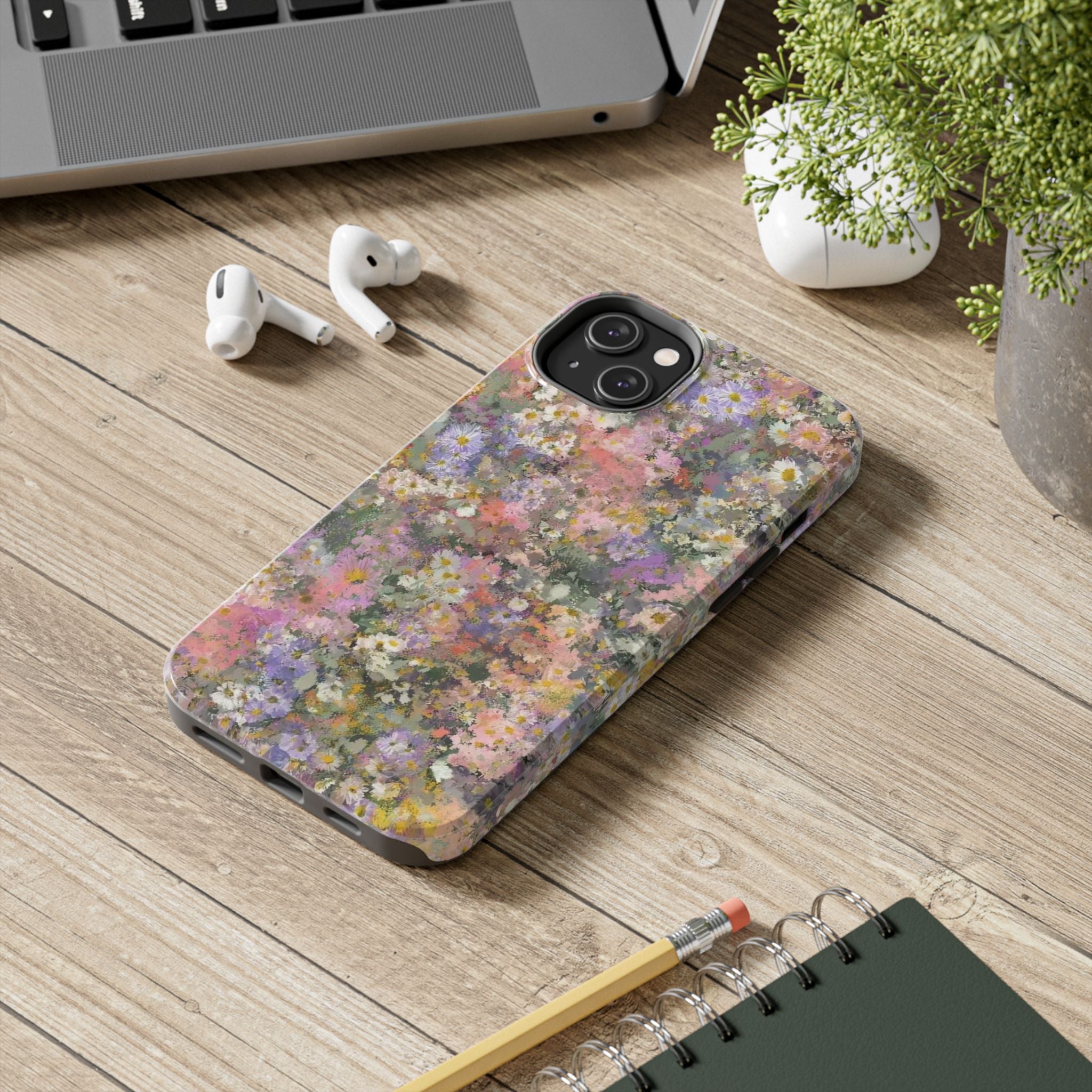 Floral Impression Tough Phone Case — Pastel Meadow Protective Cover