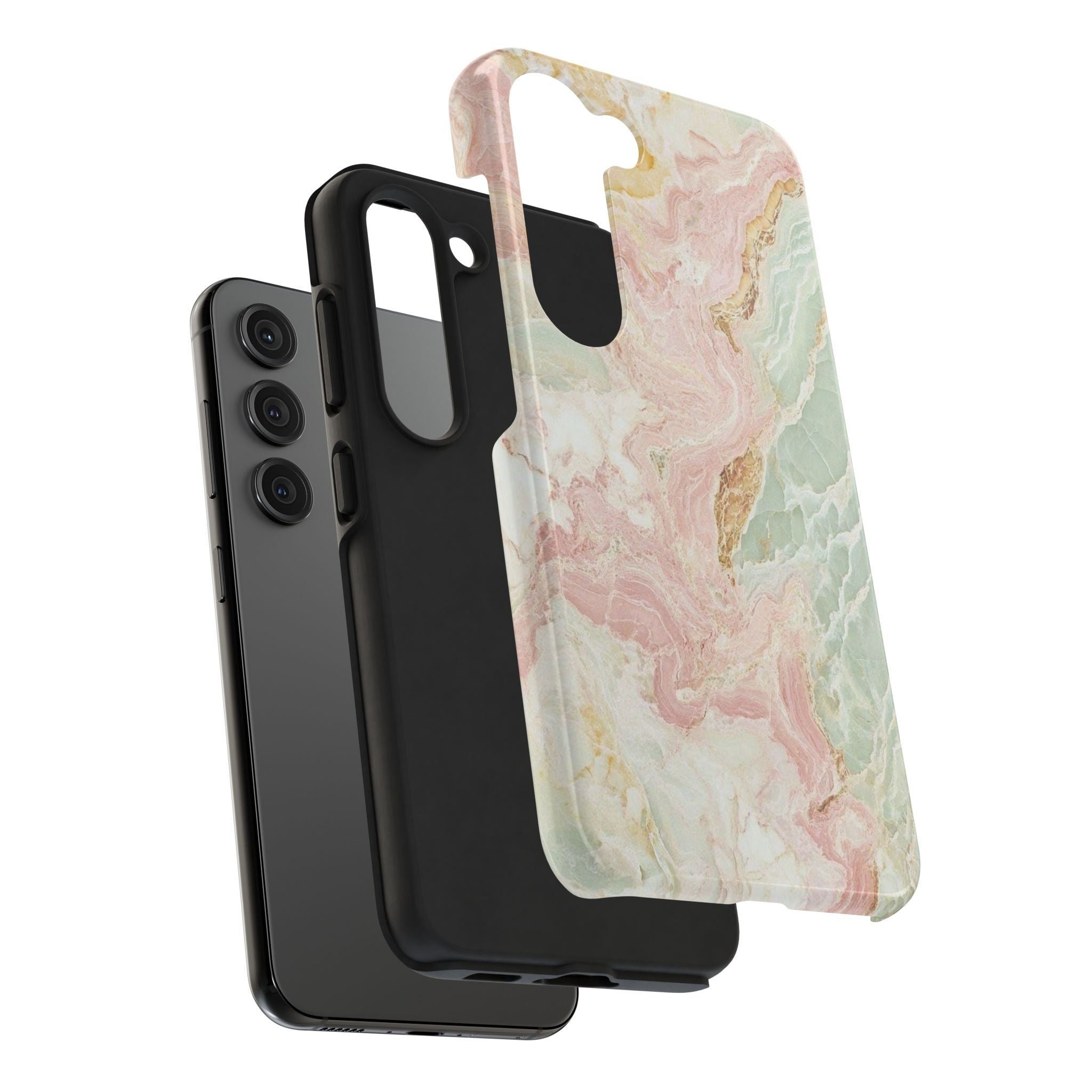 Pastel Marble Tough Phone Case – Protective iPhone Cover with Pink & Mint Swirl