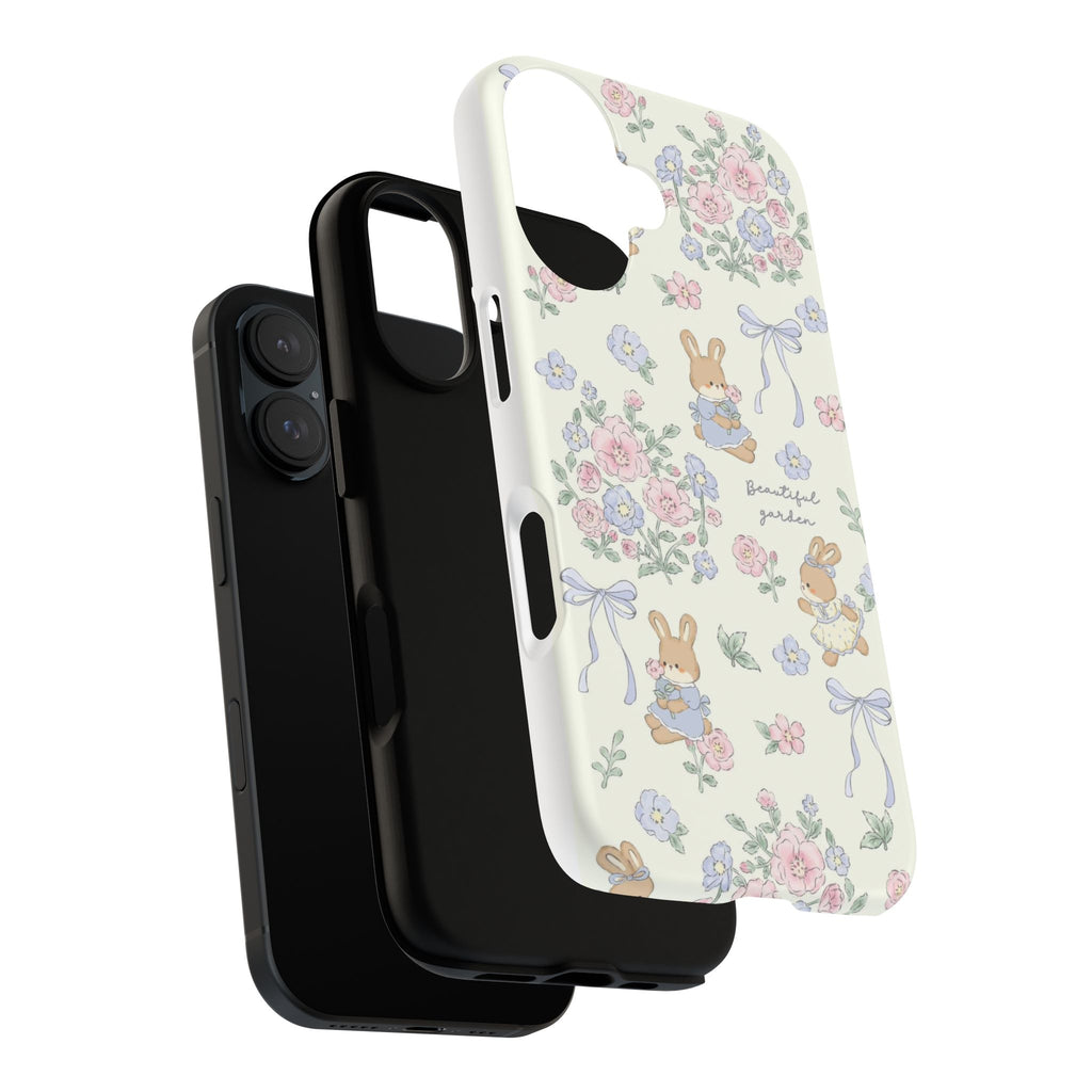 Floral Bunny Phone Case — "Beautiful Garden" Protective iPhone Cover