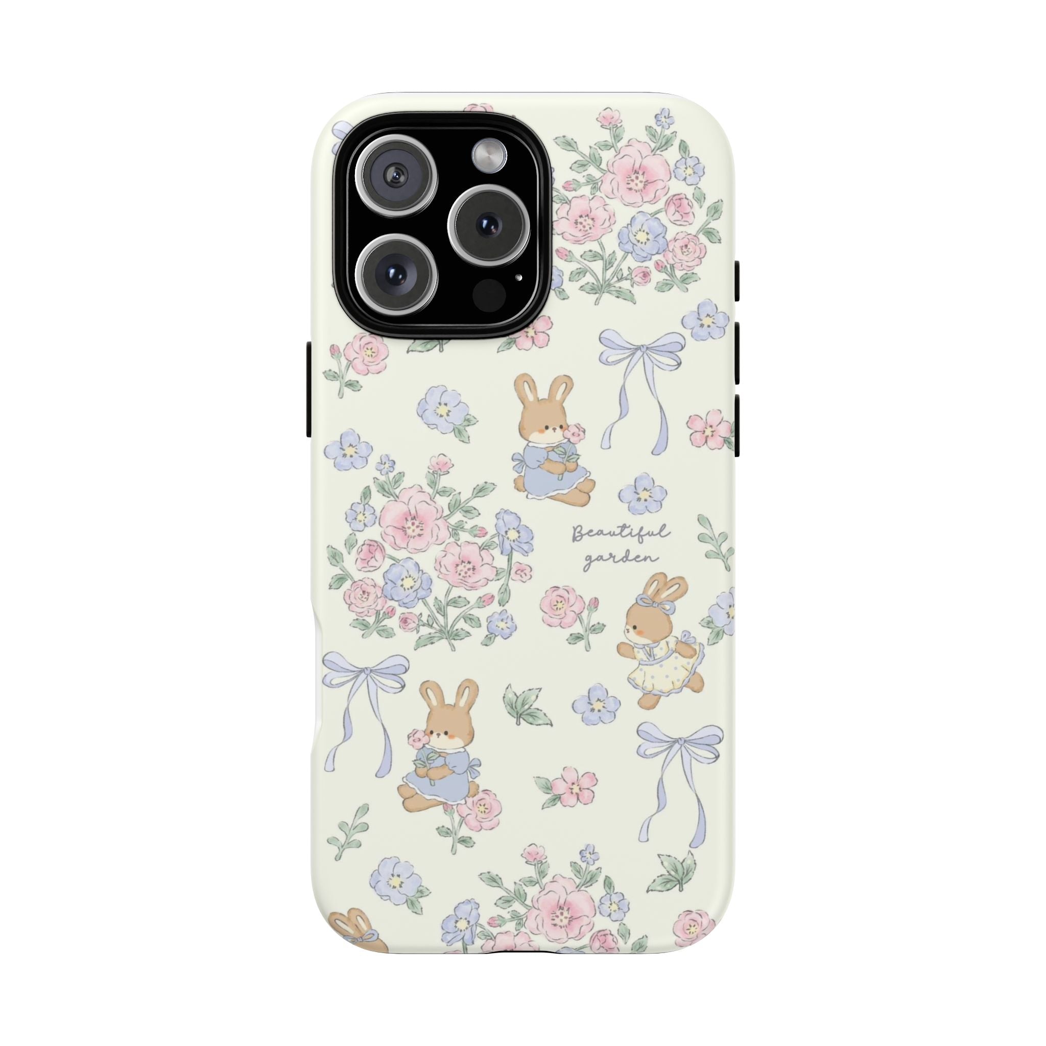 Floral Bunny Phone Case — "Beautiful Garden" Protective iPhone Cover