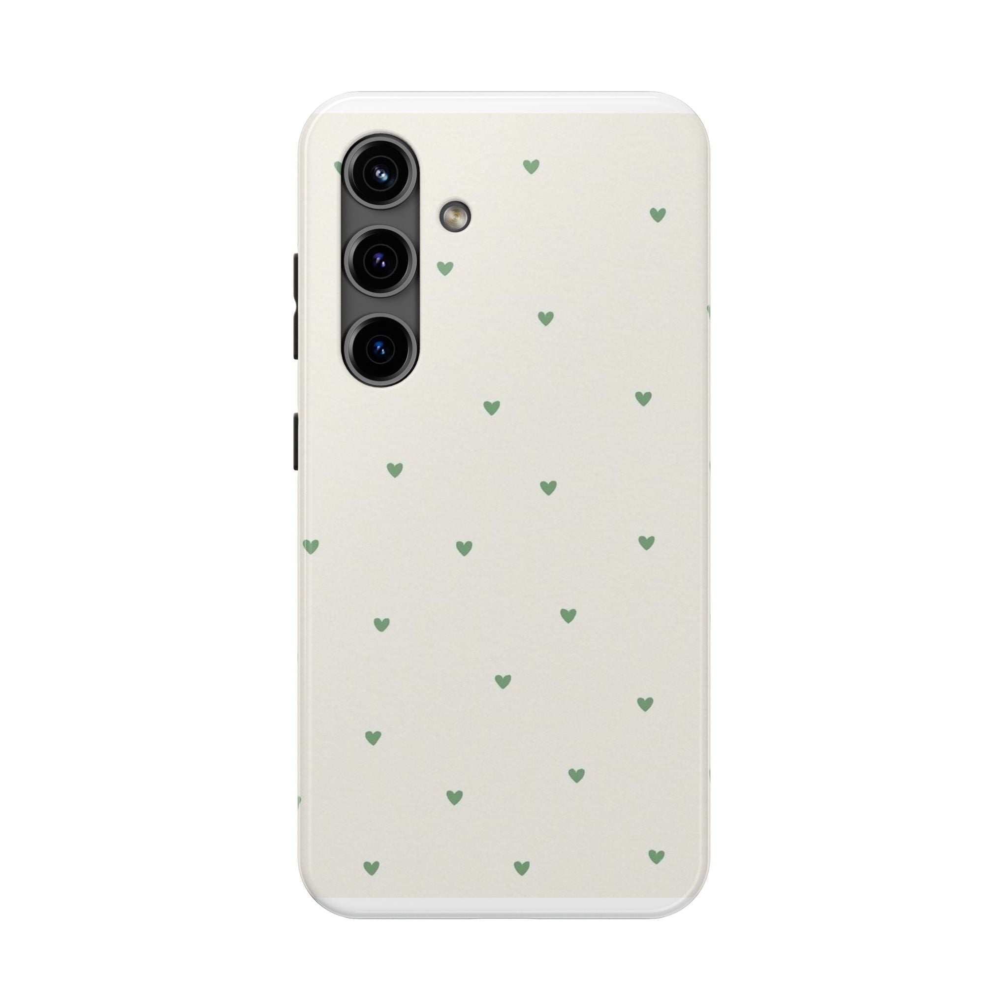 Minimal Green Heart Tough Phone Case — Protective Cute Patterned iPhone Case
