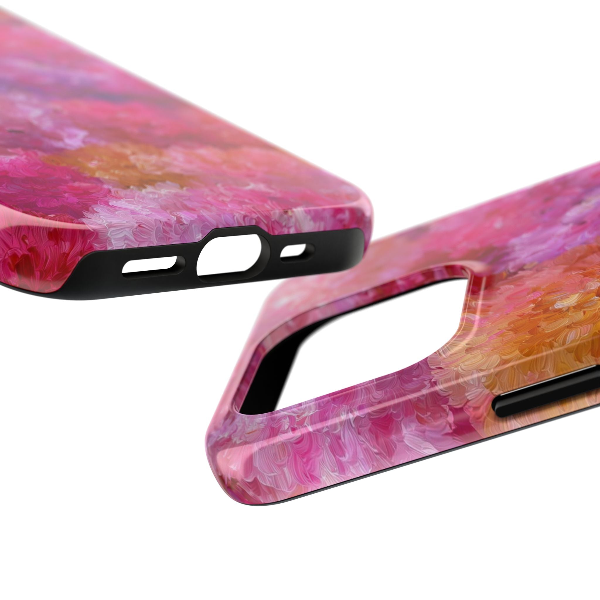 Floral Burst Tough Phone Case — Pink Watercolor Peony Protective Cover