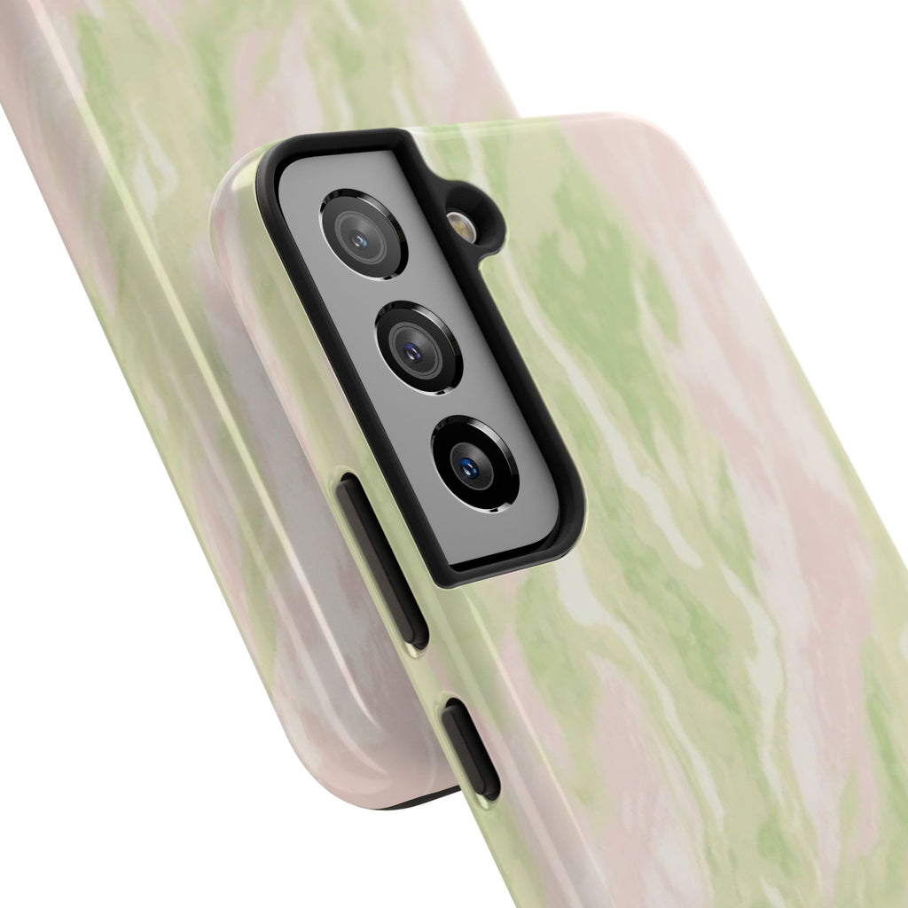Pastel Marble Tough Phone Case — Pink & Sage Protective Phone Cover
