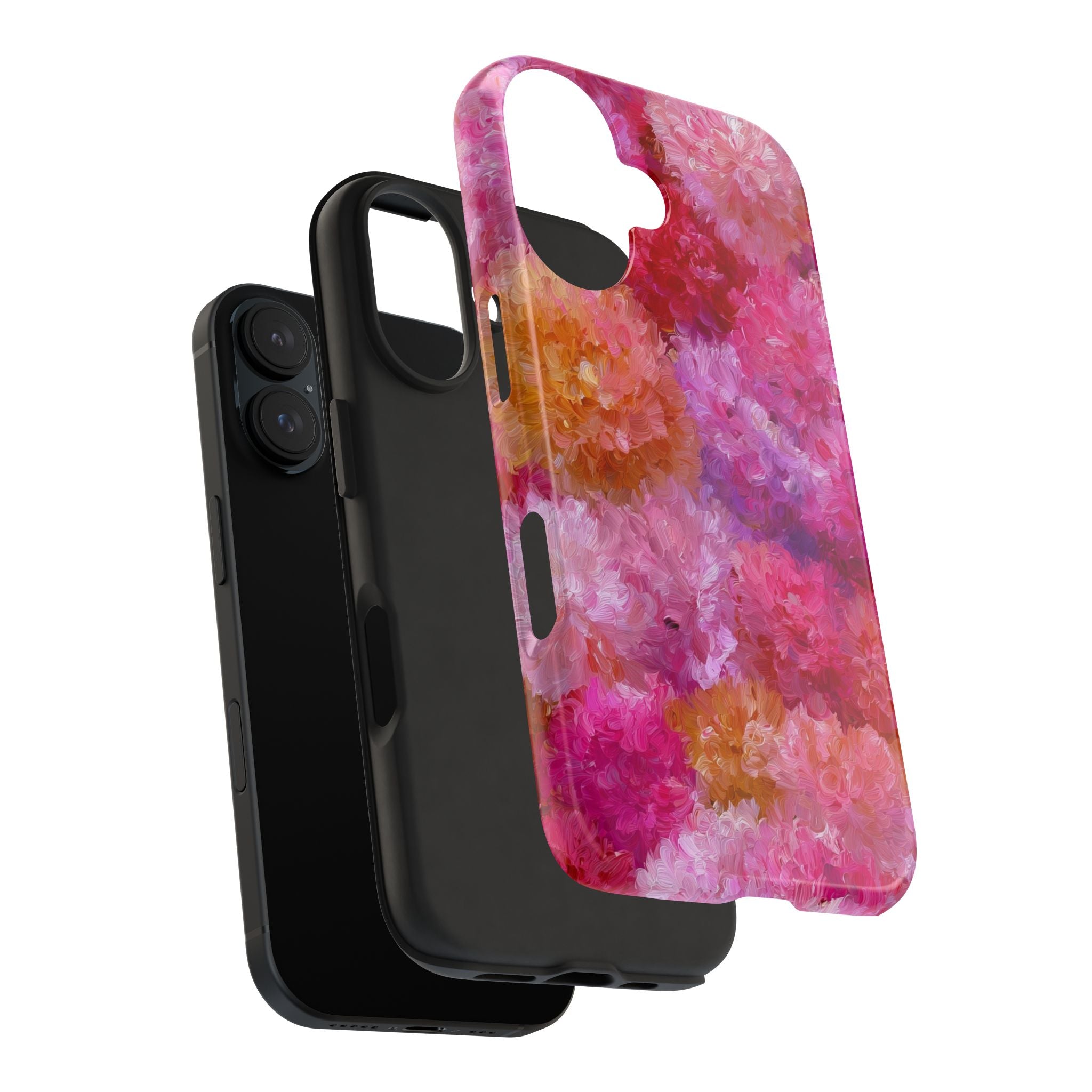Floral Burst Tough Phone Case — Pink Watercolor Peony Protective Cover