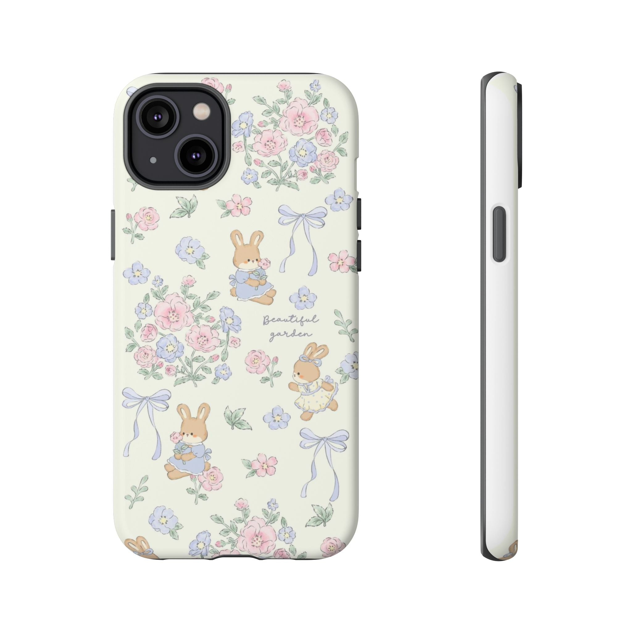 Floral Bunny Phone Case — "Beautiful Garden" Protective iPhone Cover