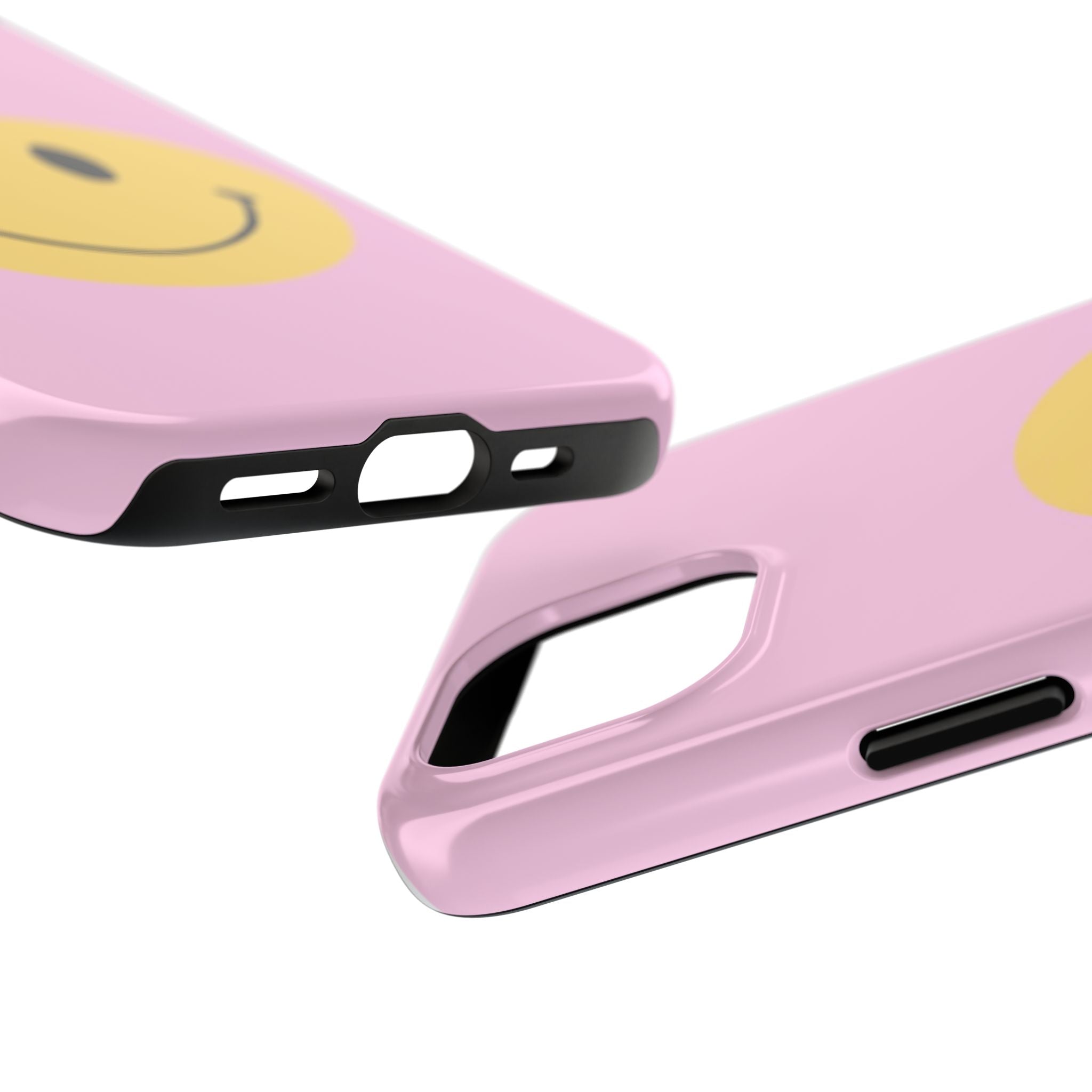 Smiley Pink Tough Phone Case — Cute Retro Happy Face Protective Cover