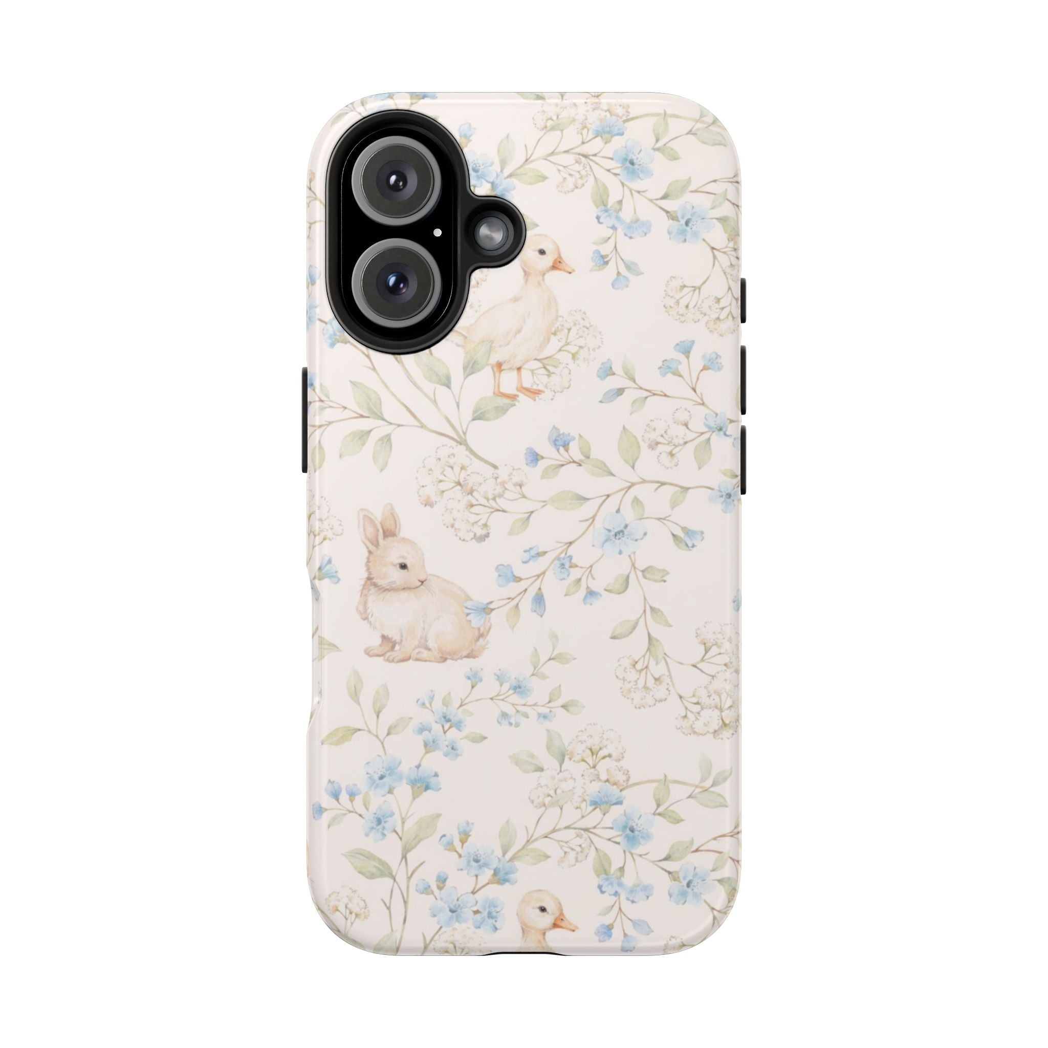 Floral Bunny Tough Phone Case — Pastel Spring Rabbit Protective Cover