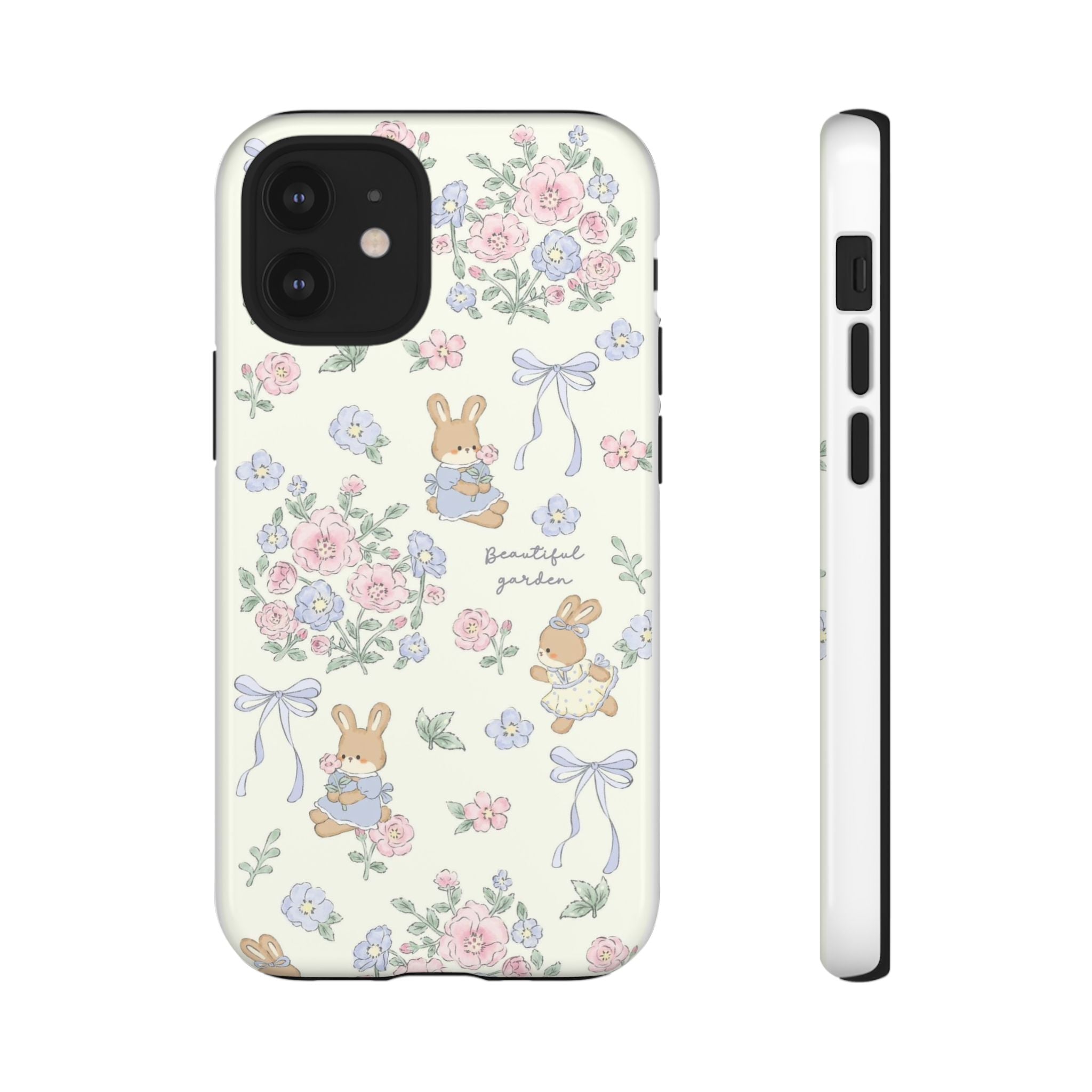 Floral Bunny Phone Case — "Beautiful Garden" Protective iPhone Cover