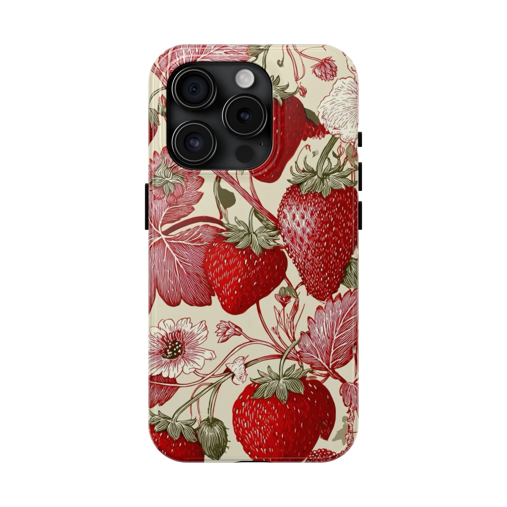 Strawberry Vintage Tough Phone Case — Protective Floral iPhone Cover