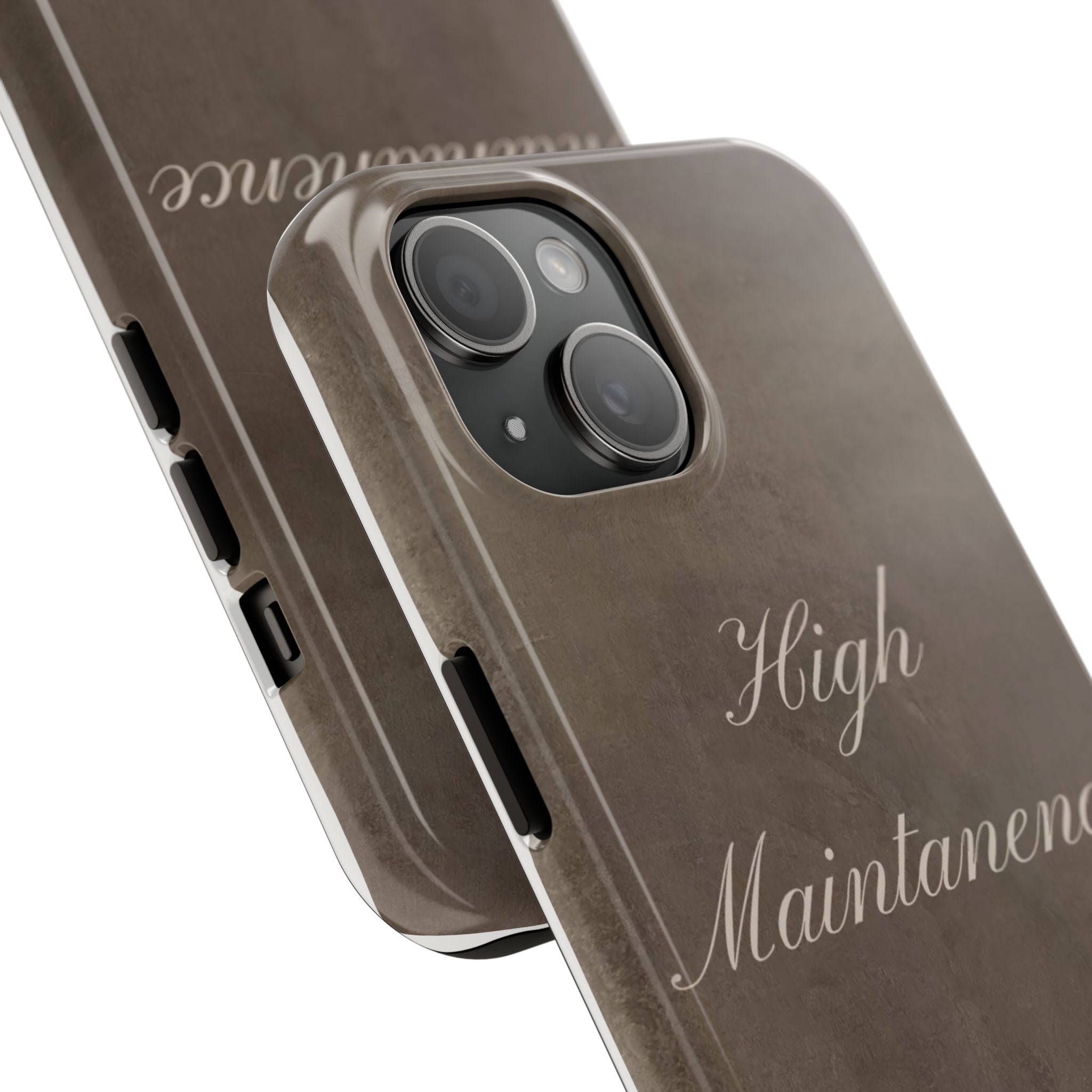 High Maintenance Tough Phone Case — Brown Vintage Script Protective Cover