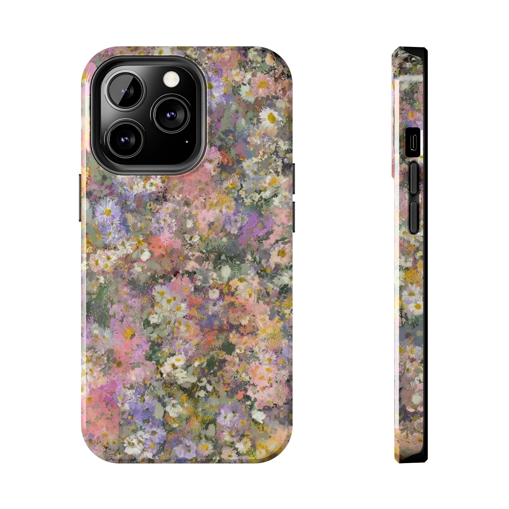 Floral Impression Tough Phone Case — Pastel Meadow Protective Cover