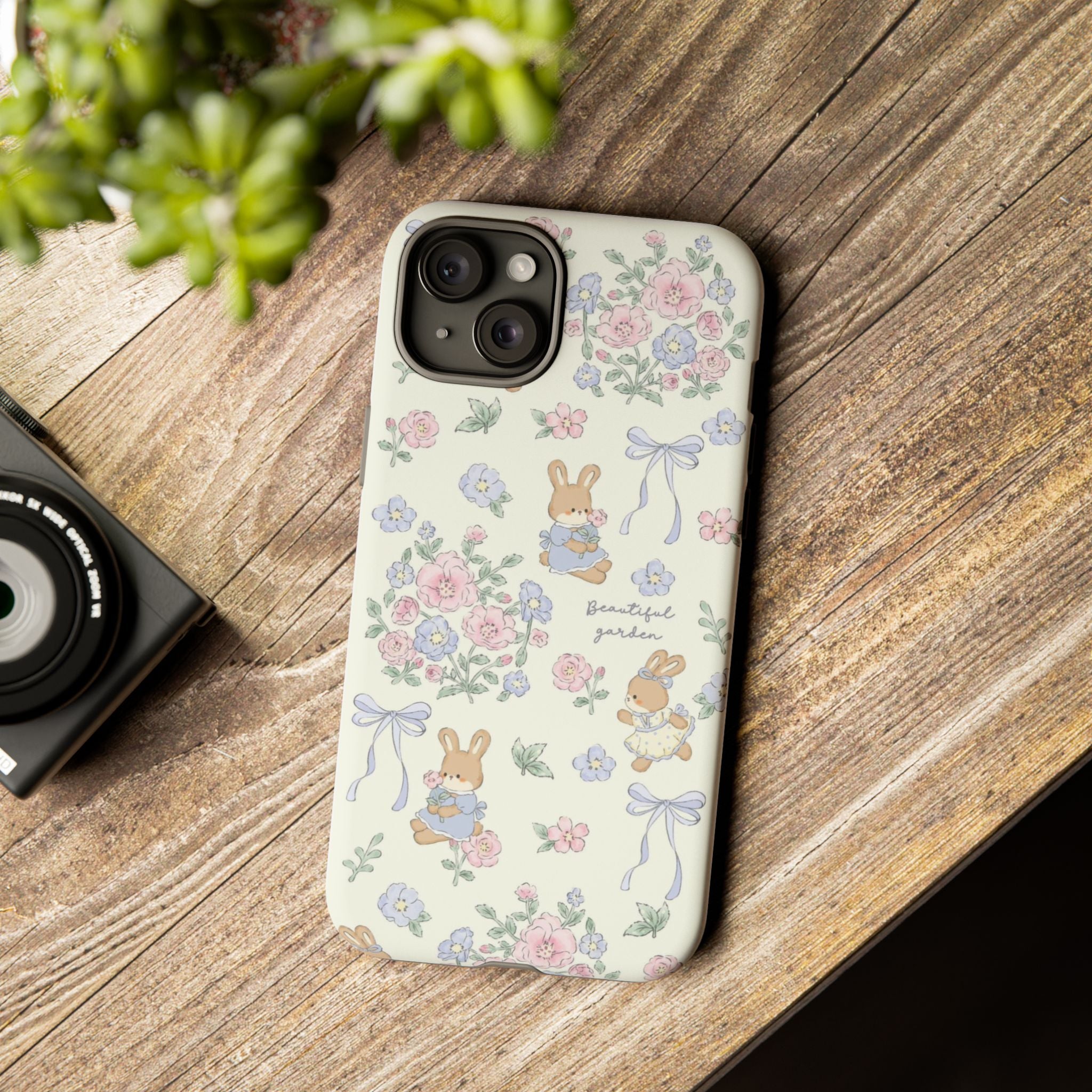 Floral Bunny Phone Case — "Beautiful Garden" Protective iPhone Cover