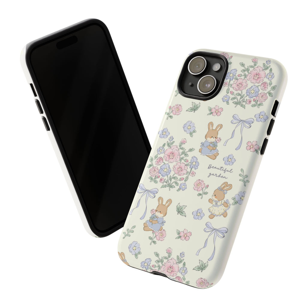 Floral Bunny Phone Case — "Beautiful Garden" Protective iPhone Cover