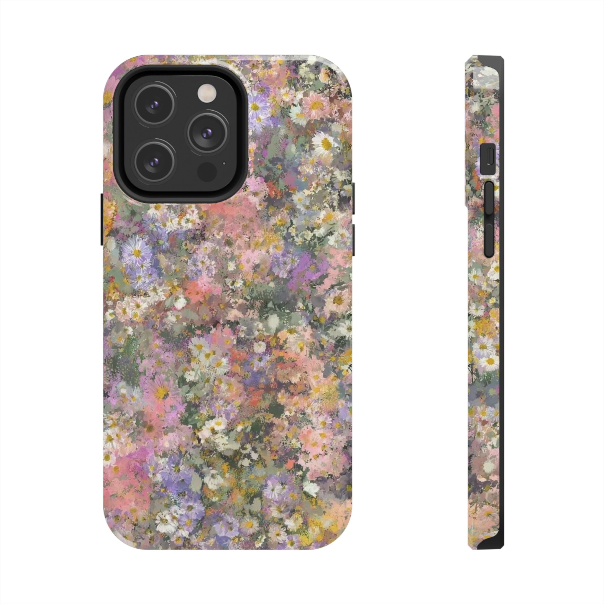 Floral Impression Tough Phone Case — Pastel Meadow Protective Cover