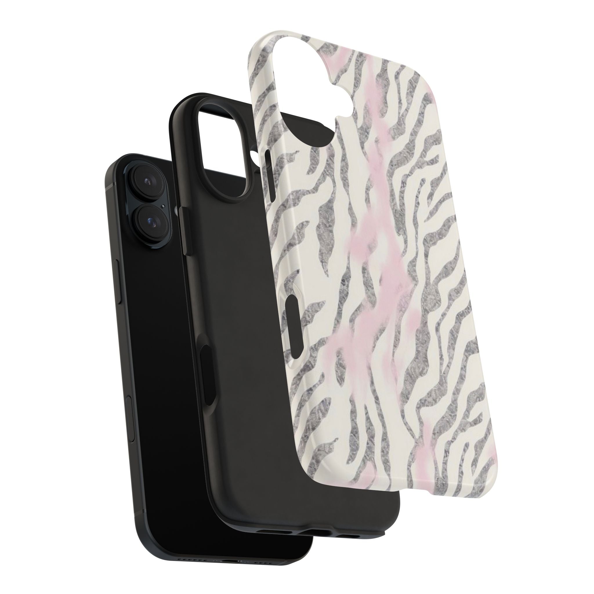 Zebra Blush Tough Phone Case — Pink Marble Animal Print Protective Cover