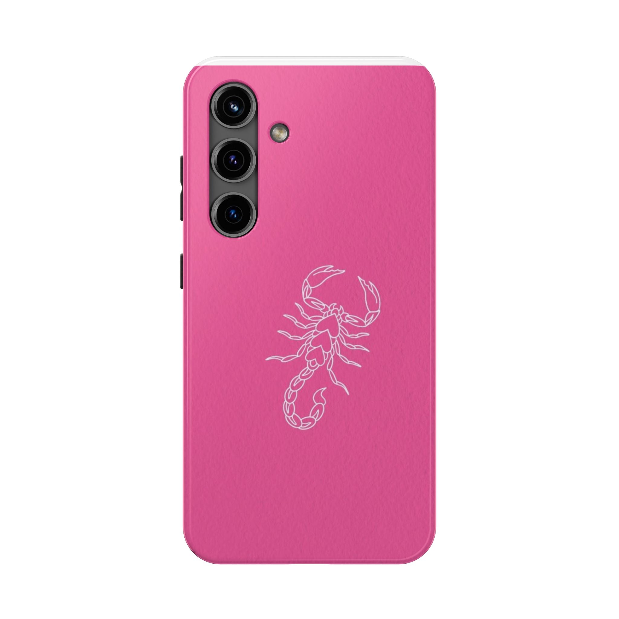 Pink Scorpion Tough Phone Case — Protective iPhone Case with White Scorpion Design