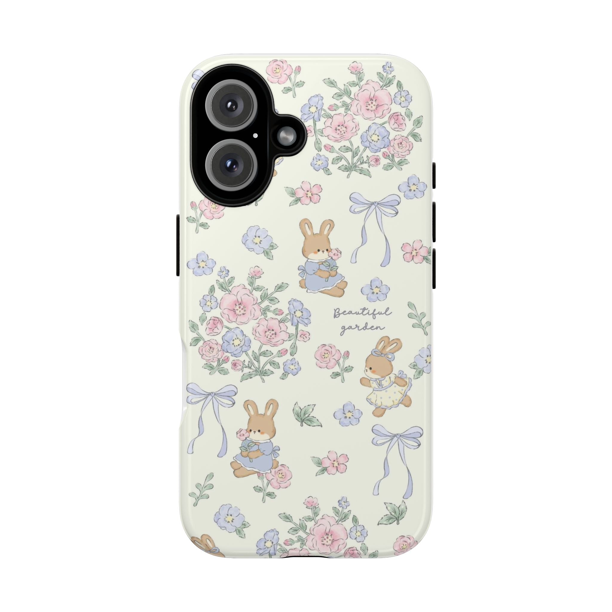 Floral Bunny Phone Case — "Beautiful Garden" Protective iPhone Cover