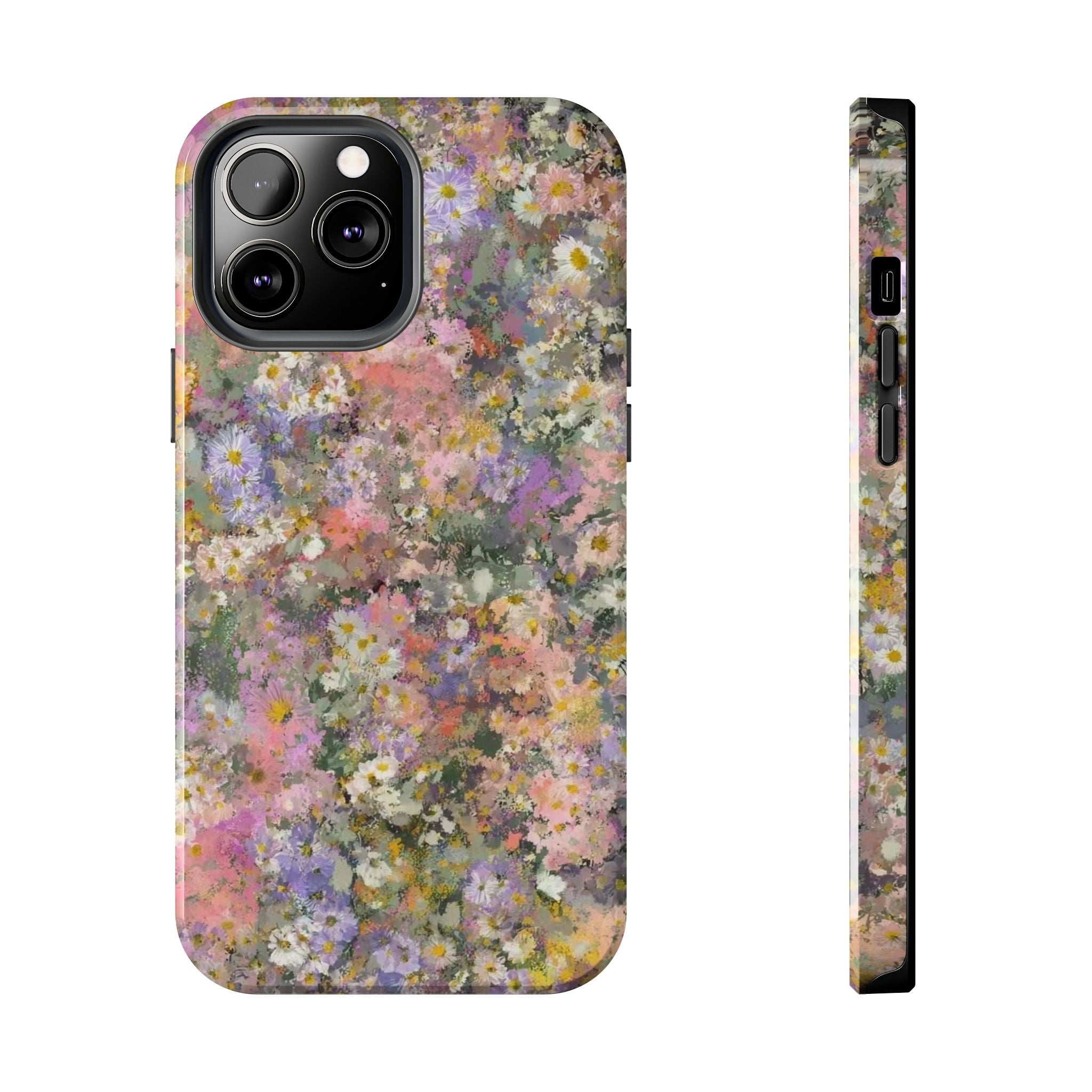 Floral Impression Tough Phone Case — Pastel Meadow Protective Cover