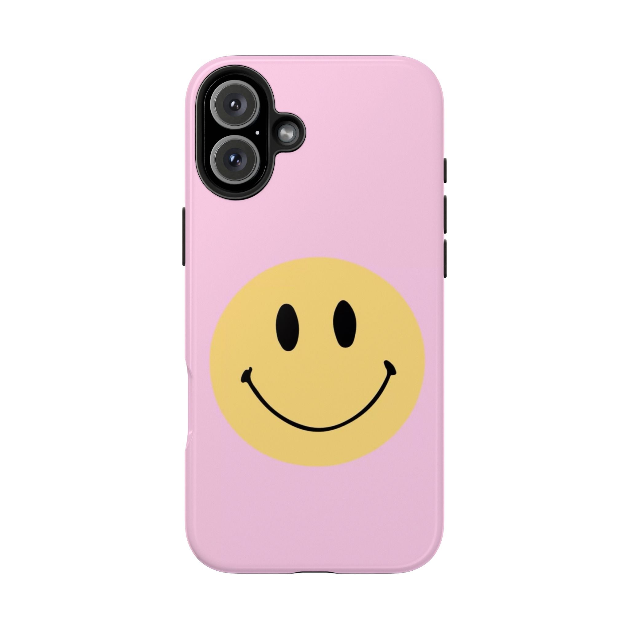 Smiley Pink Tough Phone Case — Cute Retro Happy Face Protective Cover