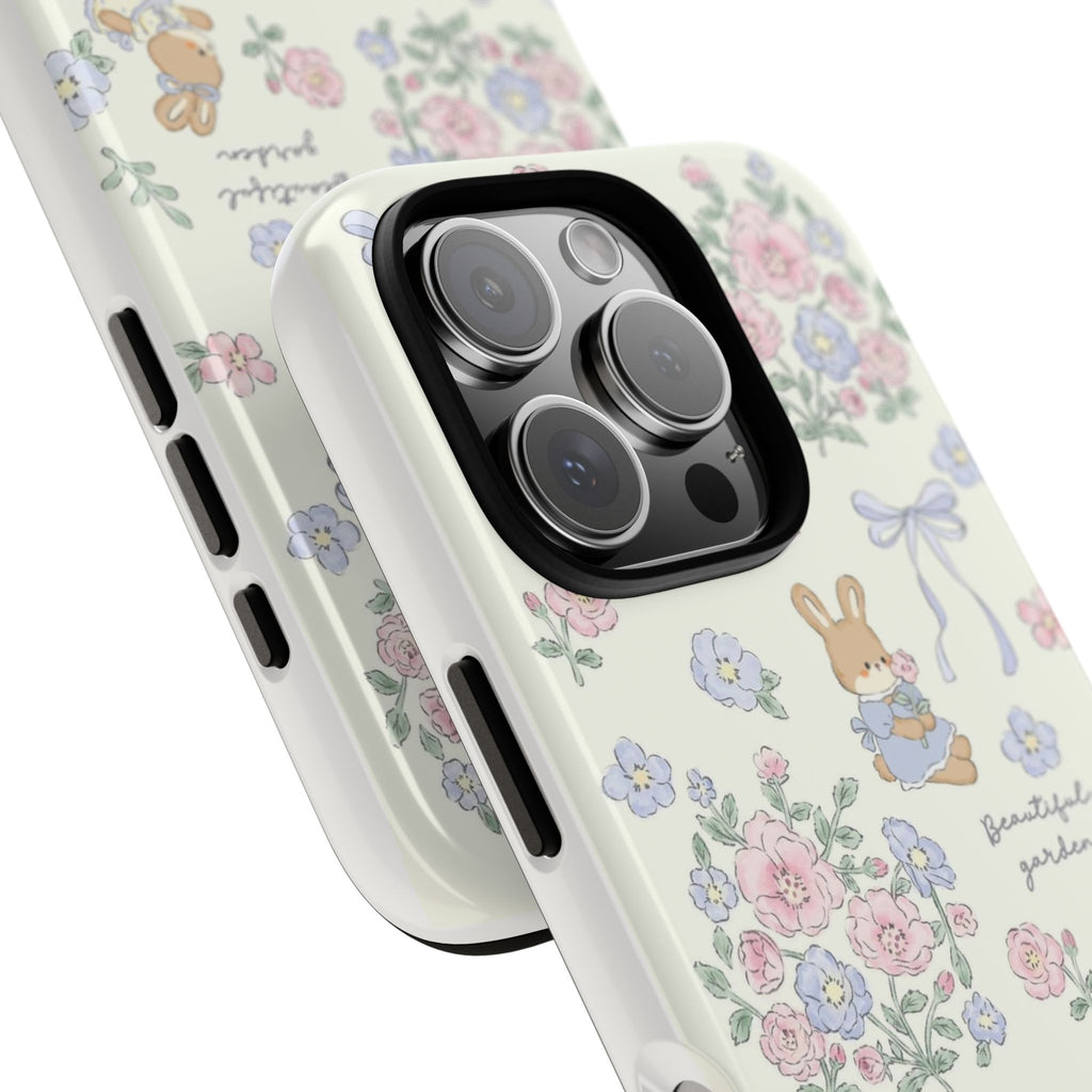 Floral Bunny Phone Case — "Beautiful Garden" Protective iPhone Cover