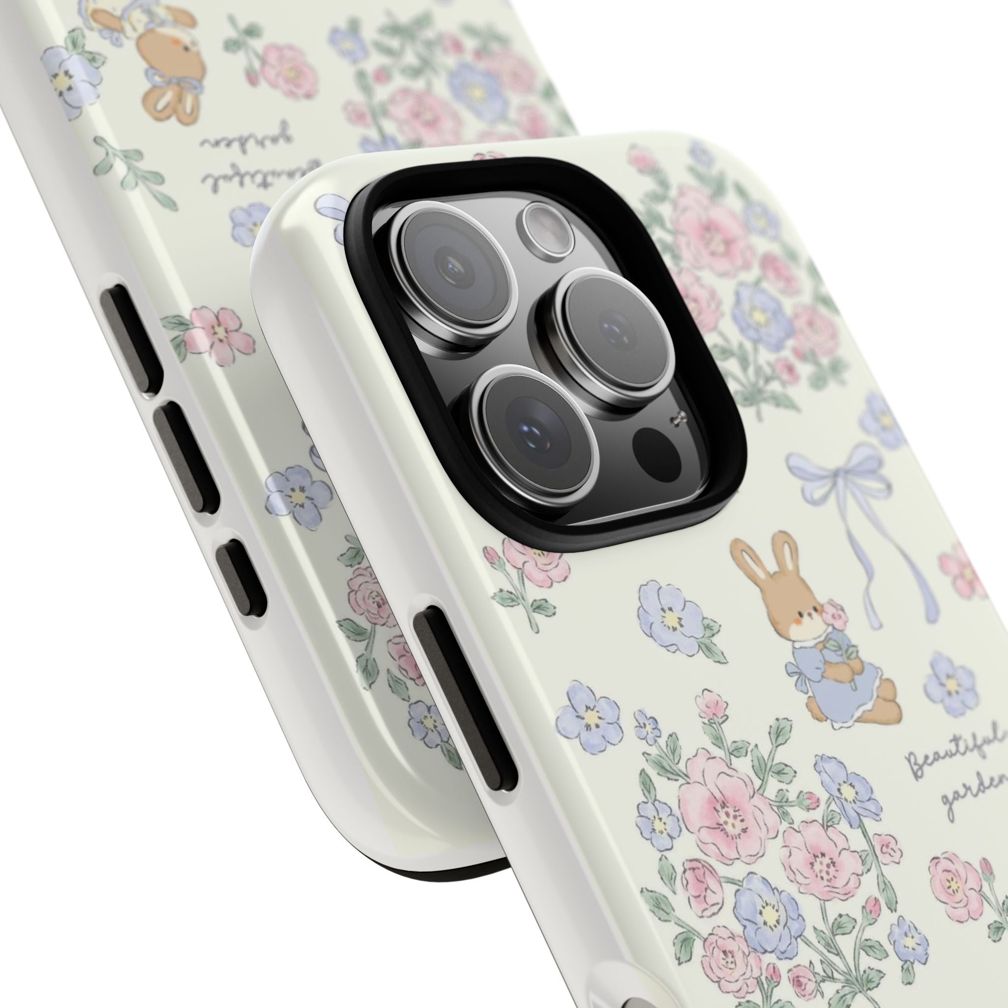 Floral Bunny Phone Case — "Beautiful Garden" Protective iPhone Cover