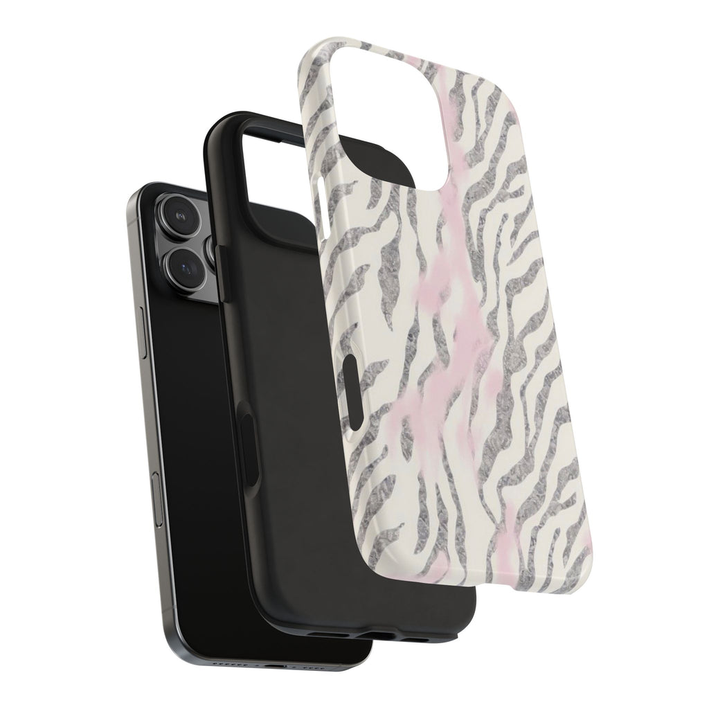 Zebra Blush Tough Phone Case — Pink Marble Animal Print Protective Cover