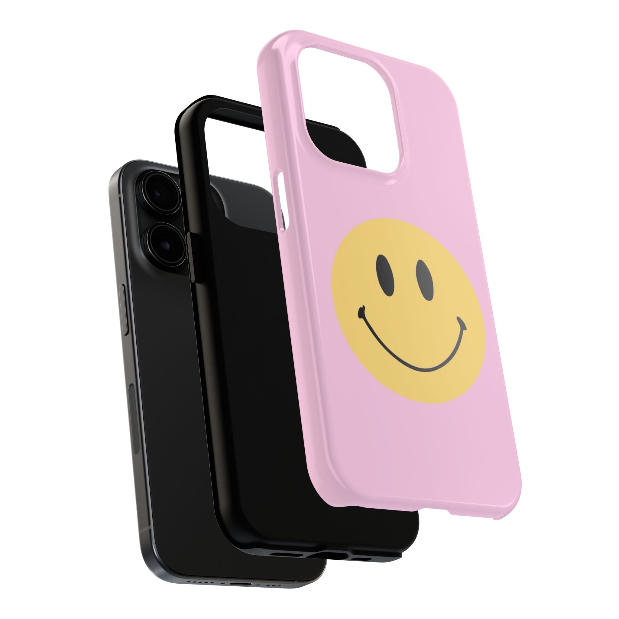 Smiley Pink Tough Phone Case — Cute Retro Happy Face Protective Cover