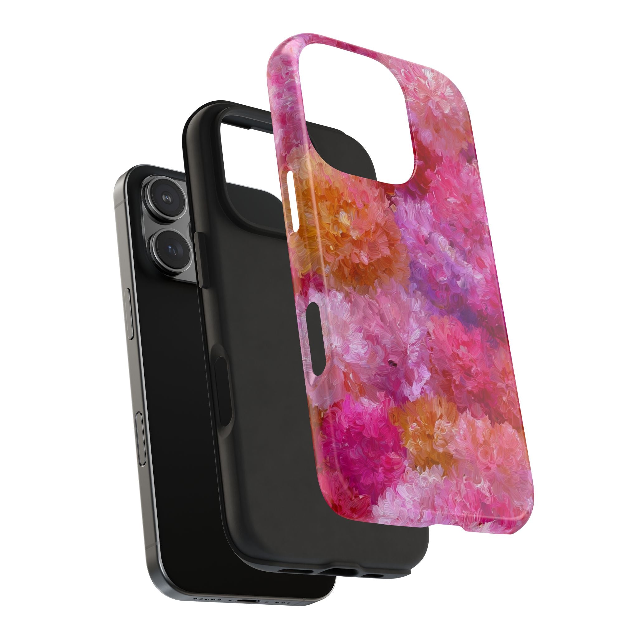 Floral Burst Tough Phone Case — Pink Watercolor Peony Protective Cover