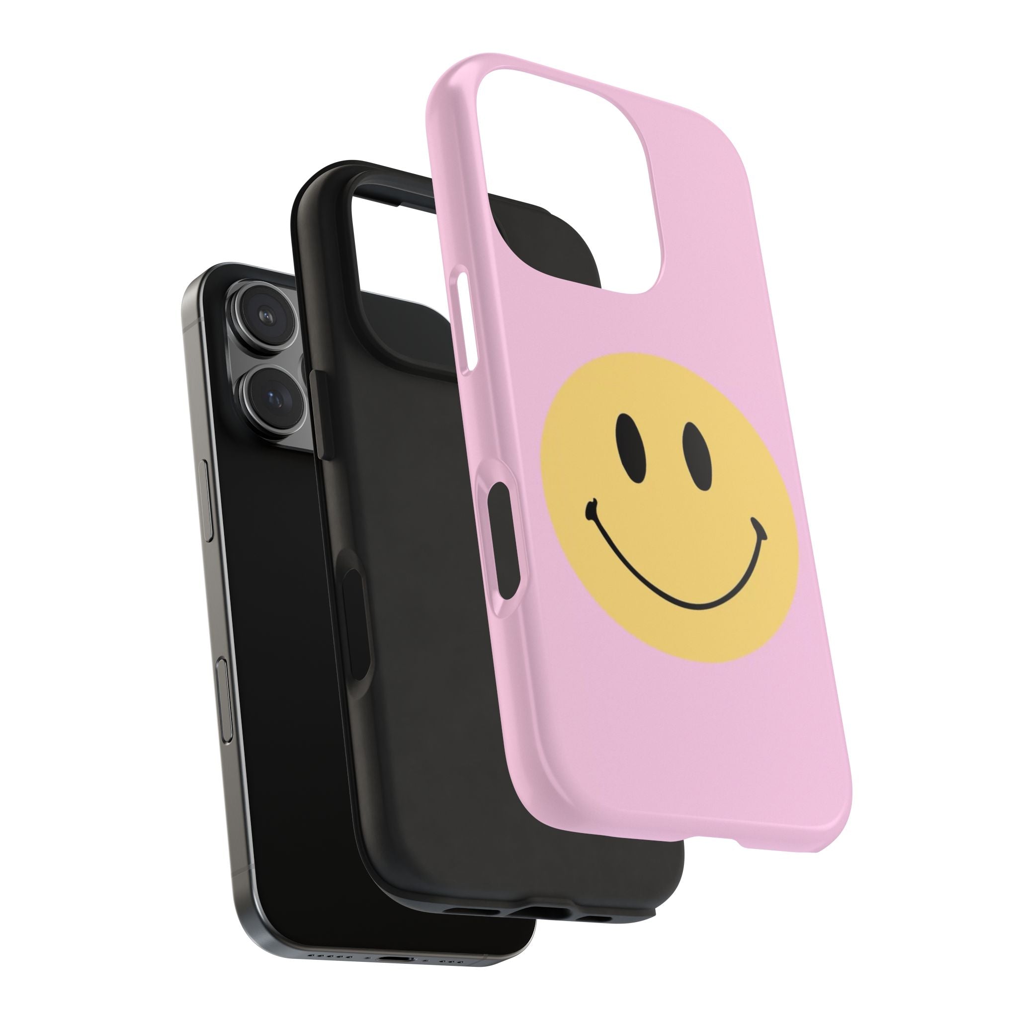 Smiley Pink Tough Phone Case — Cute Retro Happy Face Protective Cover