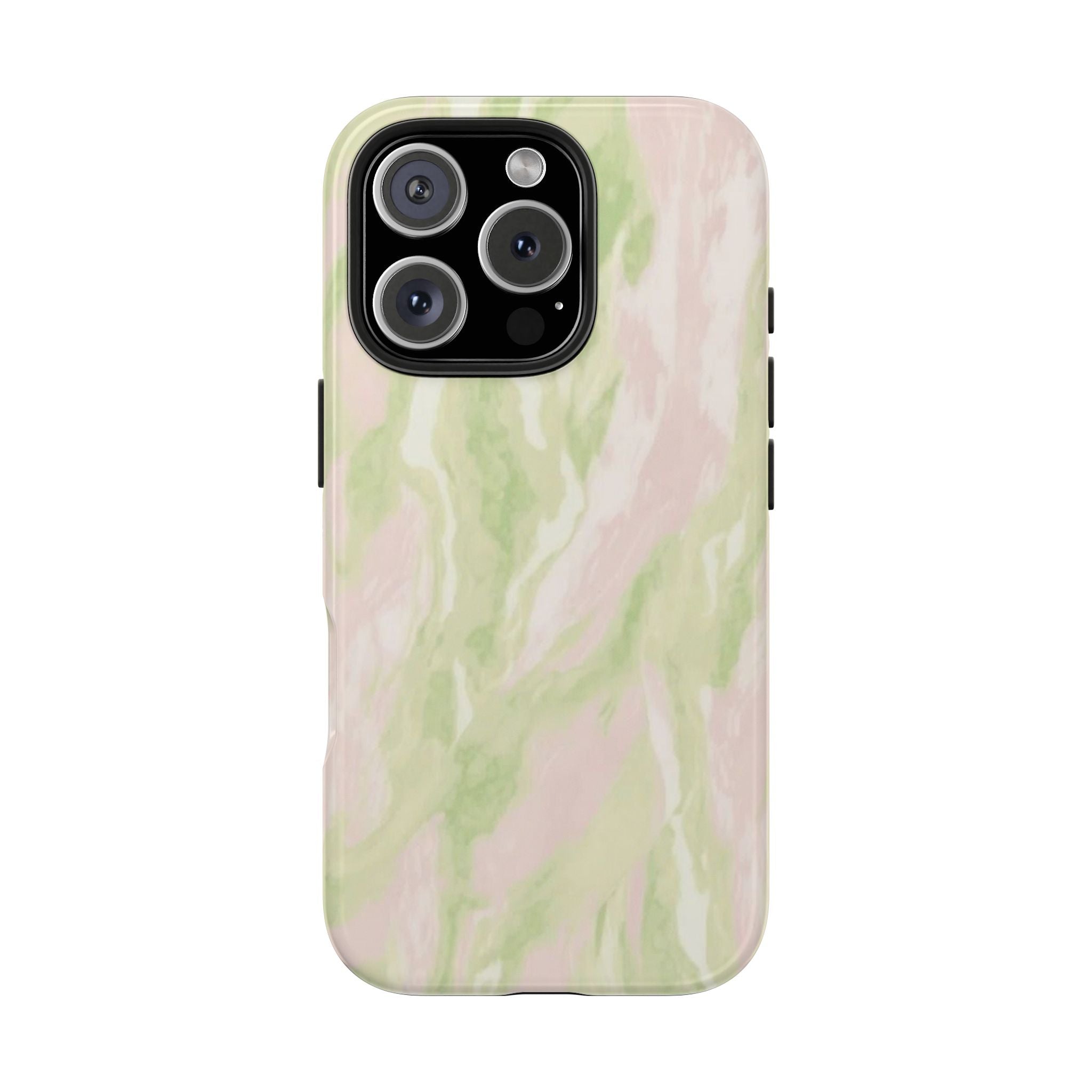 Pastel Marble Tough Phone Case — Pink & Sage Protective Phone Cover