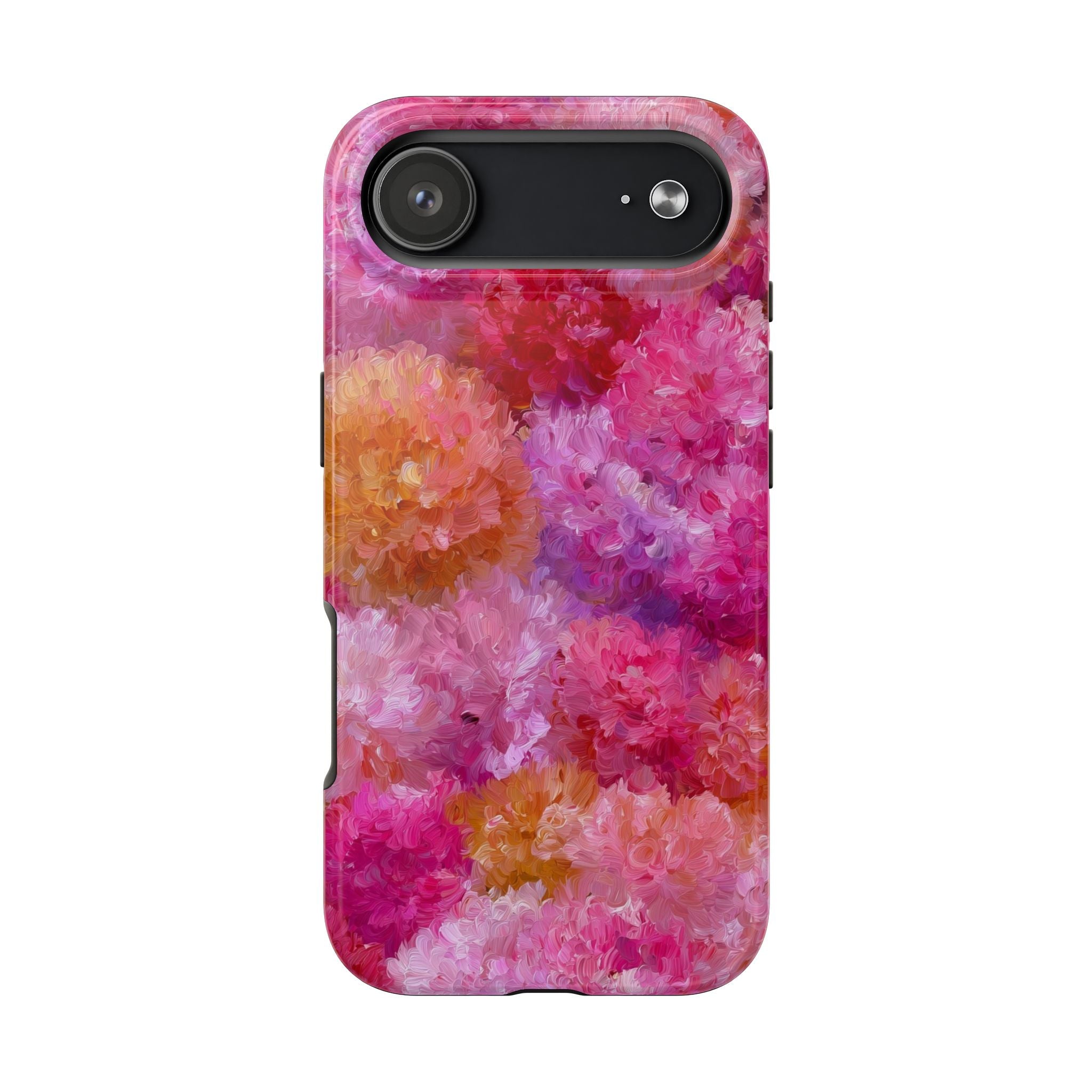 Floral Burst Tough Phone Case — Pink Watercolor Peony Protective Cover