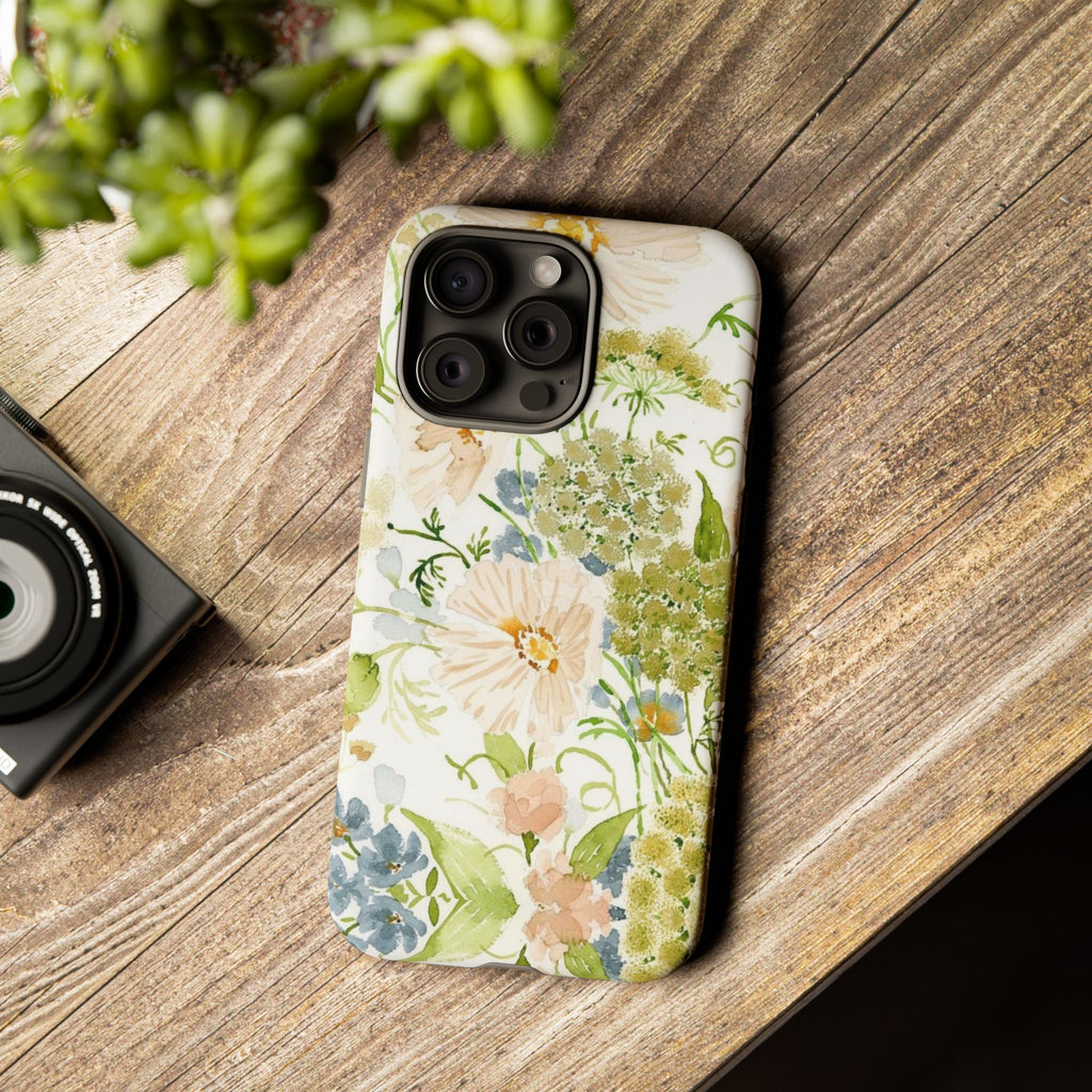 Floral Watercolor Phone Case — Pastel Garden Tough Case