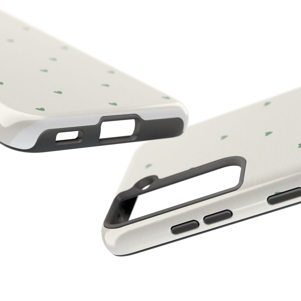 Minimal Green Heart Tough Phone Case — Protective Cute Patterned iPhone Case