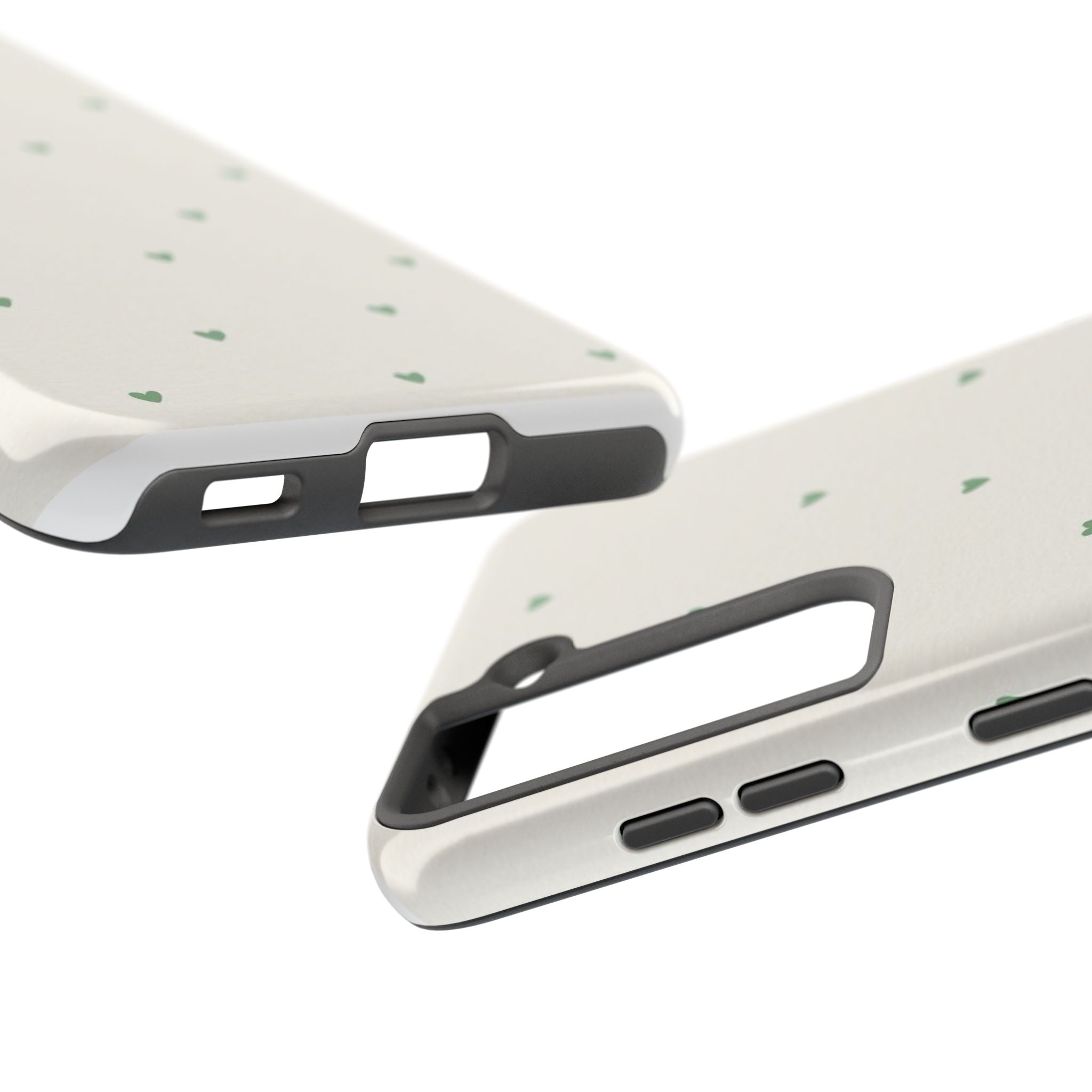 Minimal Green Heart Tough Phone Case — Protective Cute Patterned iPhone Case