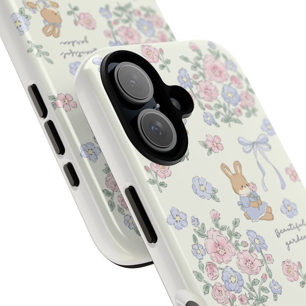 Floral Bunny Phone Case — "Beautiful Garden" Protective iPhone Cover