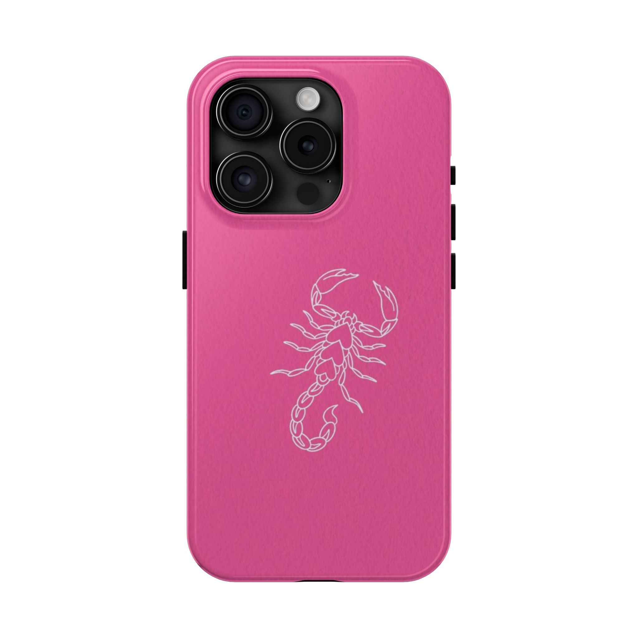 Pink Scorpion Tough Phone Case — Protective iPhone Case with White Scorpion Design